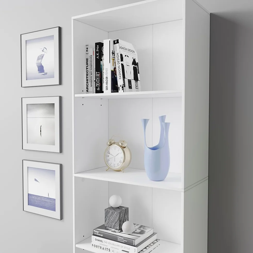 Vicco Librería Bob, Blanco, 60 x 190 cm | con 5 compartimentos, para almacenar y presentar libros y carpetas