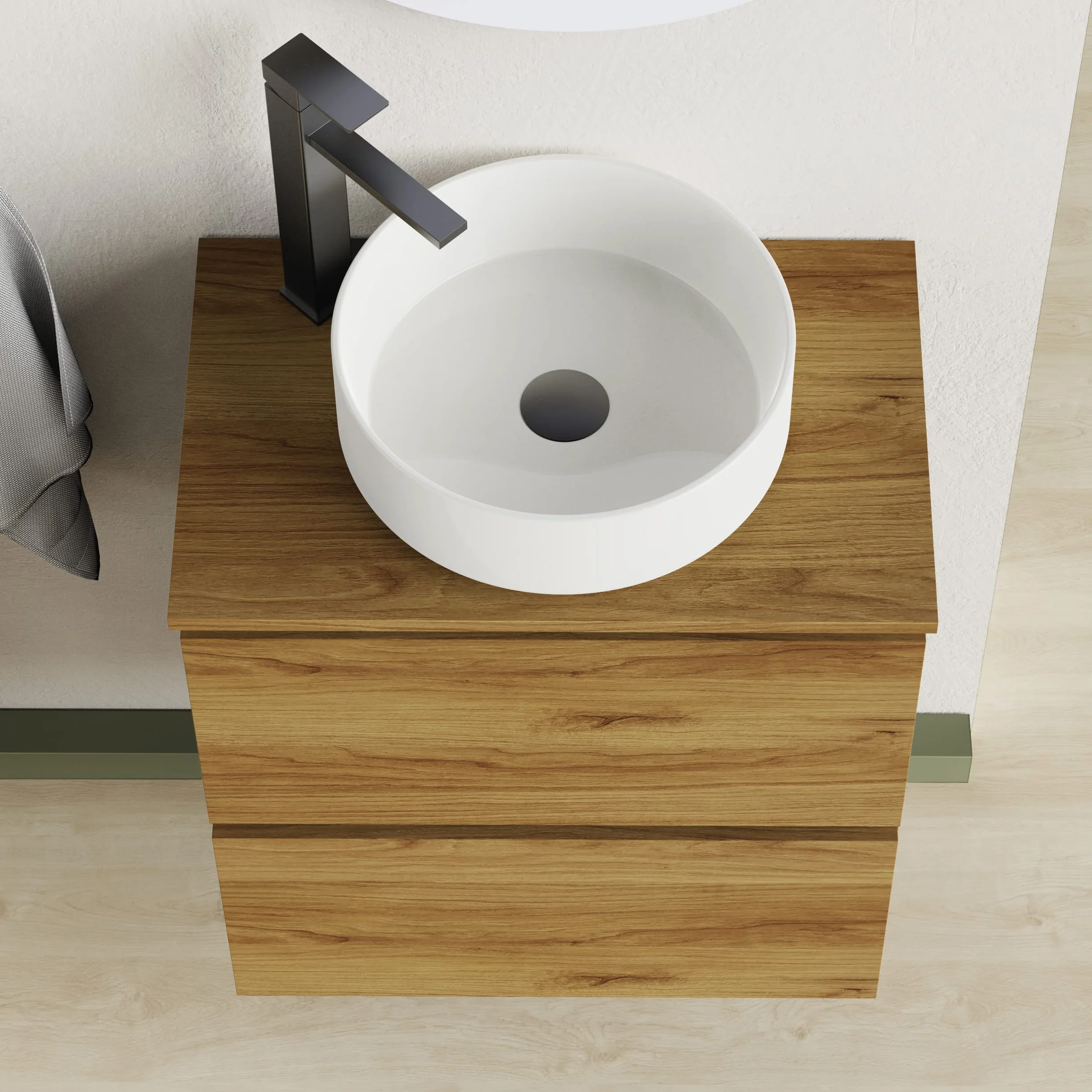 Baikal Mueble de Baño Deva. Mueble Suspendido en Pared Incluye Lavabo cerámico. Disponible en Fondo 39cm y 46cm. Mueble MONTADO.