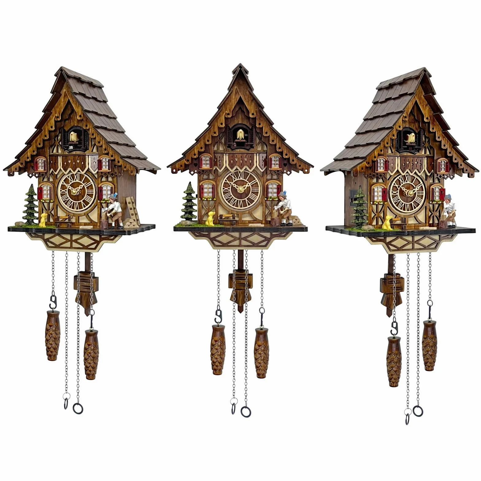 Cuckoo Clock for Wall Art: 12 Melodies, Volume Control, Night Mode, Germany Style Black Forest Retro Traditional Handcrafted Wooden House Home Decor, Gifts for Family (8.75 X 23inch)