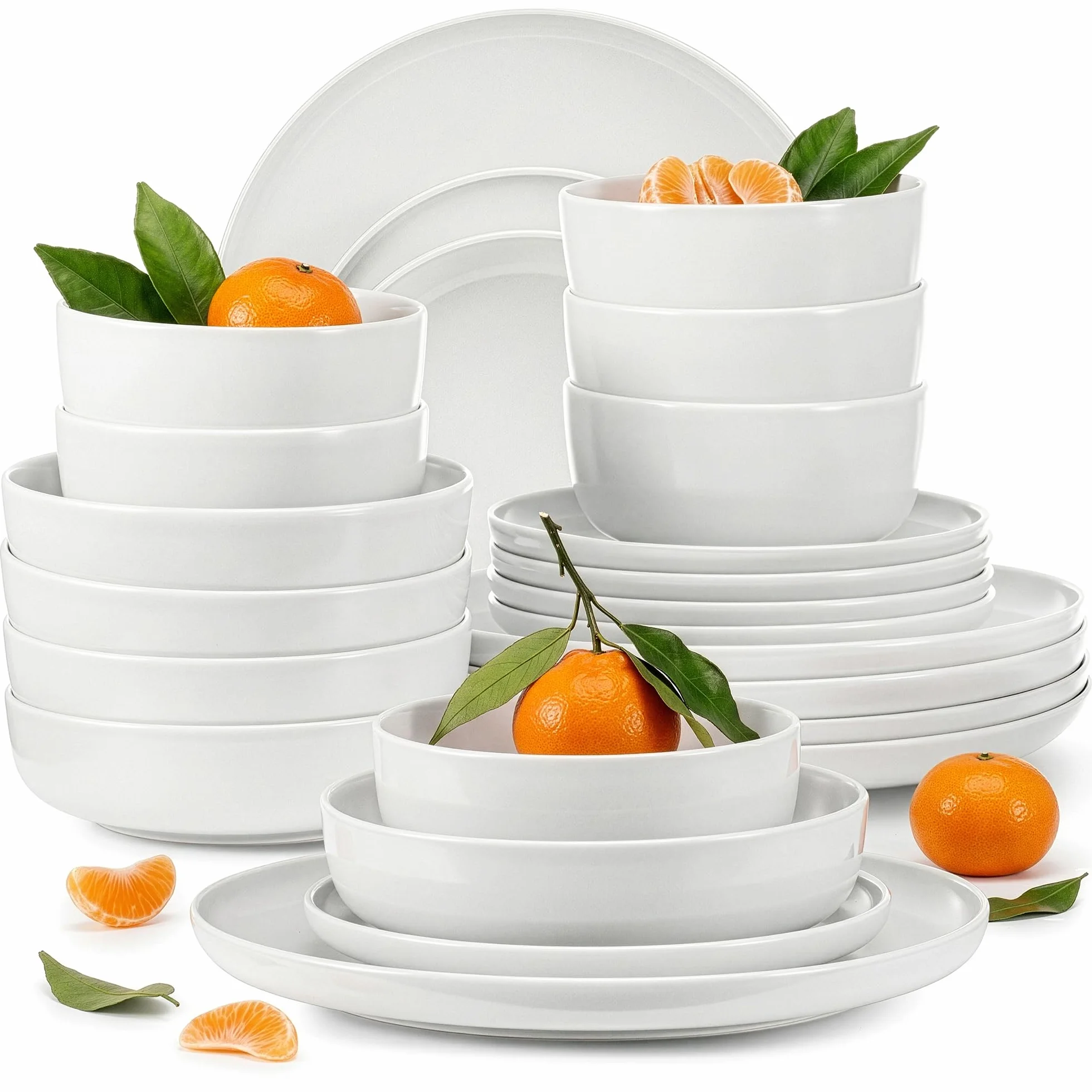 Konsimo Victo Vajilla Para 6 Personas - Vajilla de 18 Piezas - Vajillas Completas - Platos y Cuencos - Vajilla - Juego de Platos de Cerámica - Blanco 24 Piezas