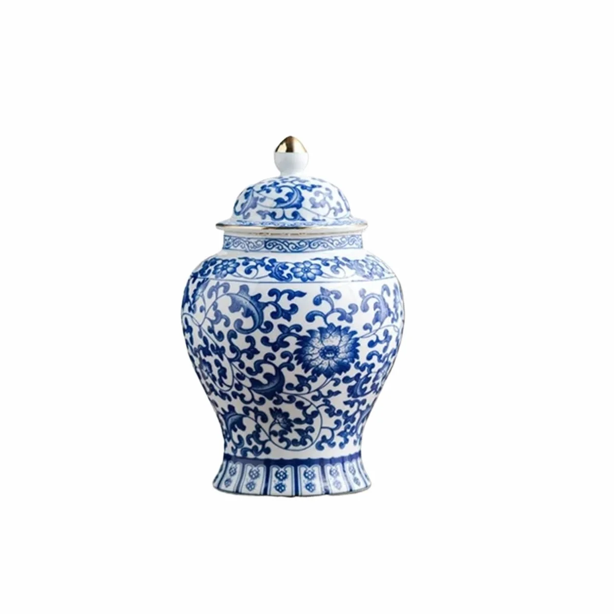 Lata De Té De Cerámica Almacenamiento sellado del ornamento de la sobremesa tarro té cerámica bobina floral planta