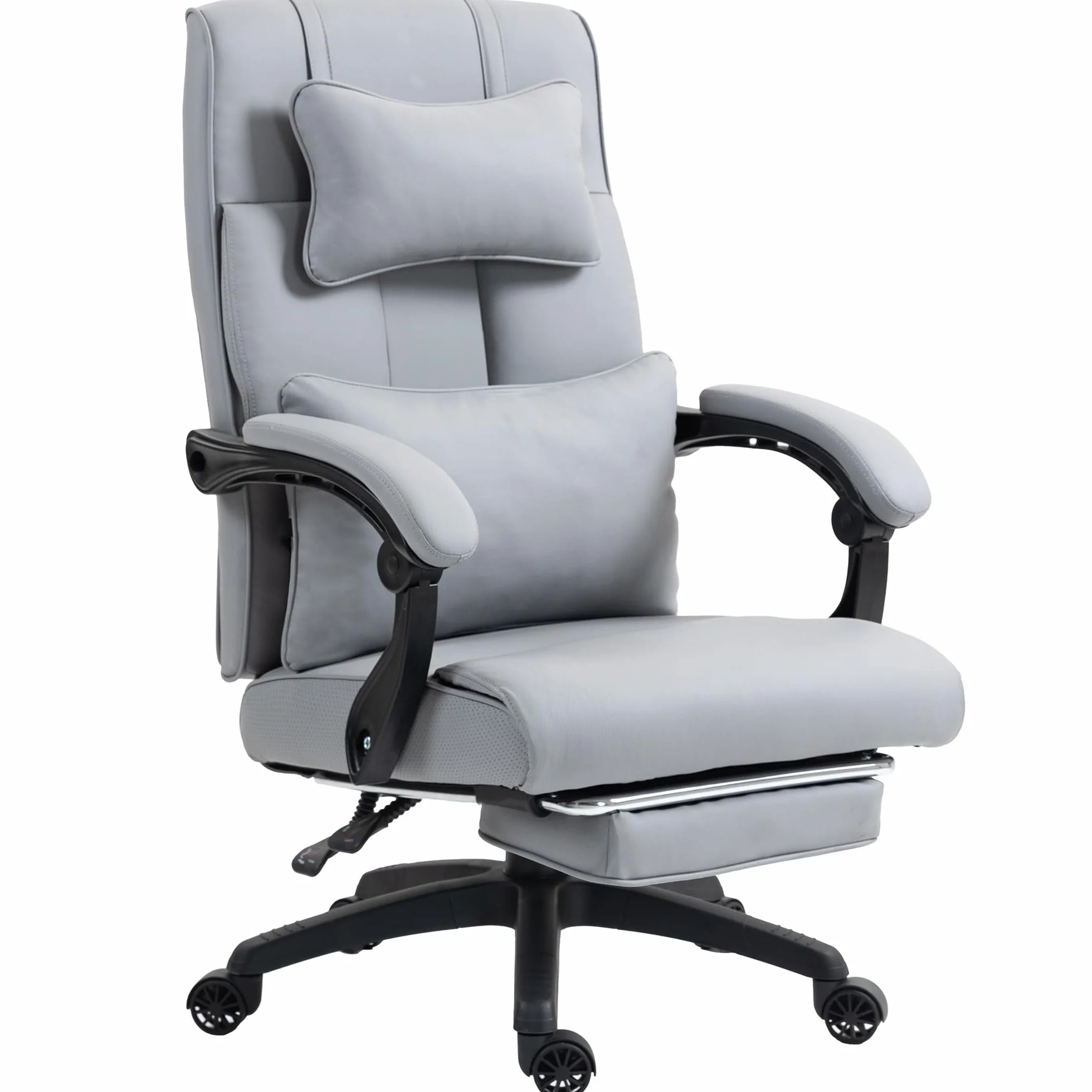 Dowinx Silla de oficina ergonómica con reposapiés, vértebras lumbares ajustables y reposacabezas, silla de oficina ergonómica, silla giratoria para ordenador con respaldo alto, 150 kg (gris)