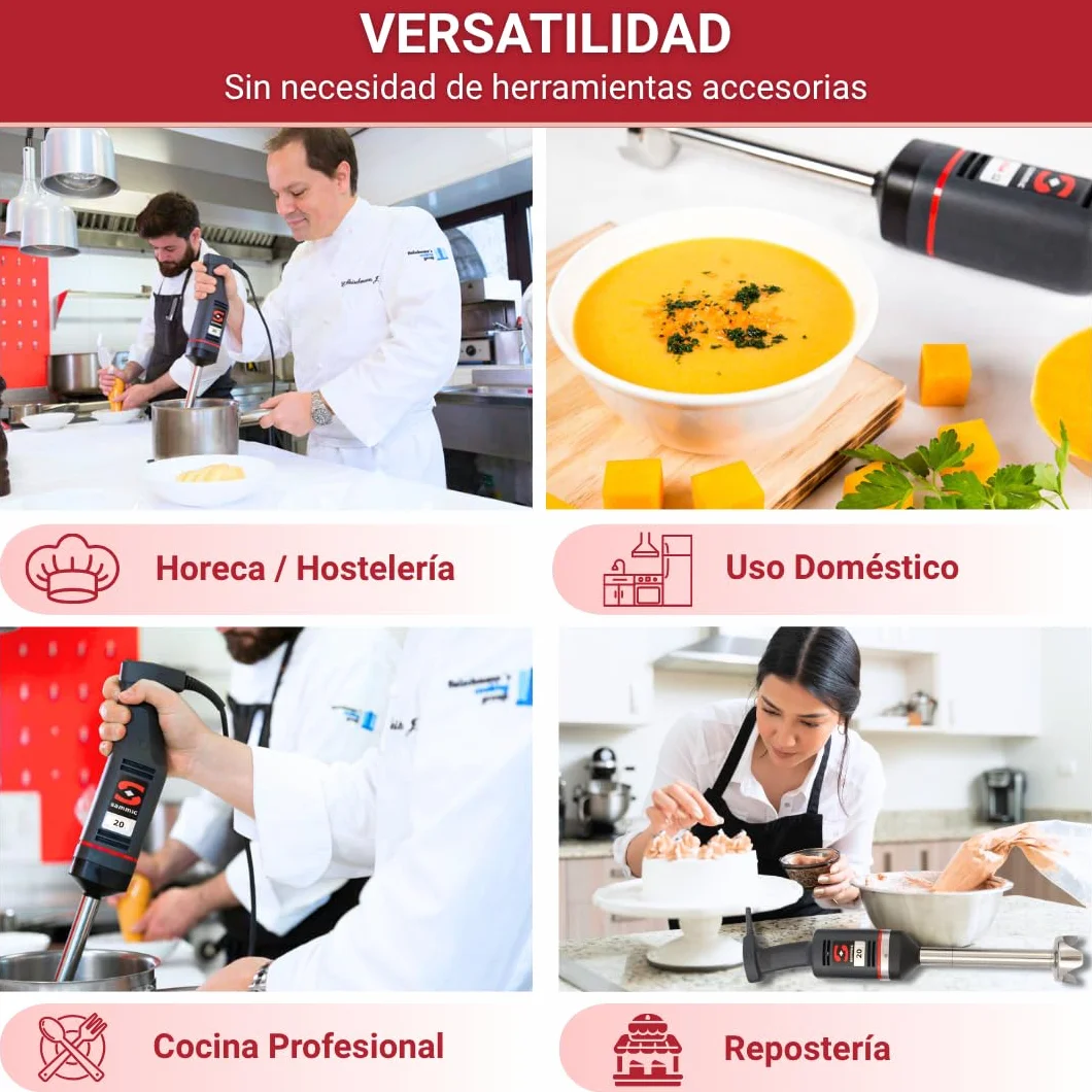 YOMMAK Batidora Profesional Sammic XM-22 – 300W, Batidora Brazo Industrial de Mano – Hasta 15L – Ideal para Cocina Profesional Hosteleria Horeca y Repostería – Trituradora Compacta y Duradera