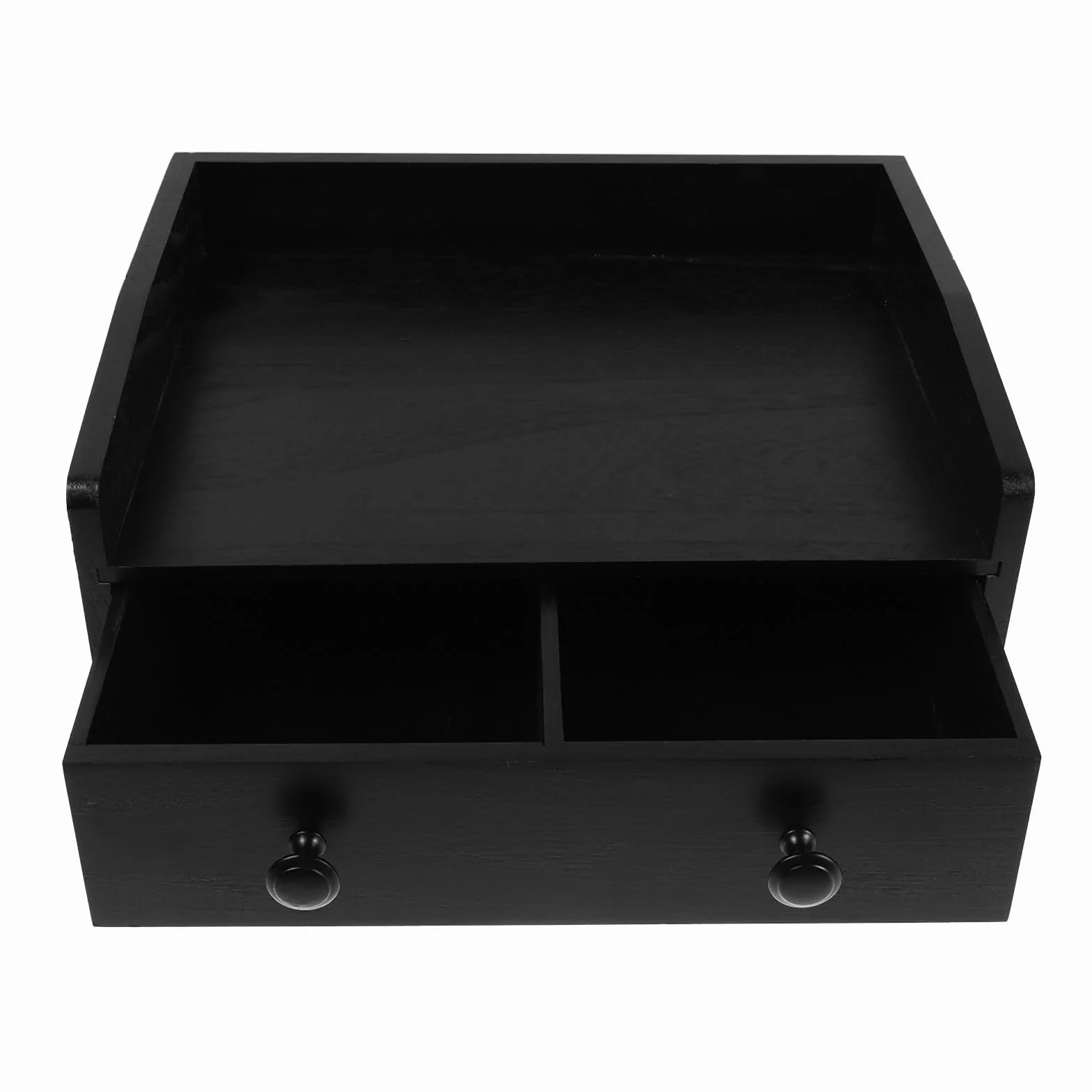 Uonlytech Armario de Almacenamiento de Sobremesa de Madera Negro con Gran Capacidad y Diseño Multifuncional para Organizar Bolsitas de Té y Café en Oficina o Decoración del Hogar