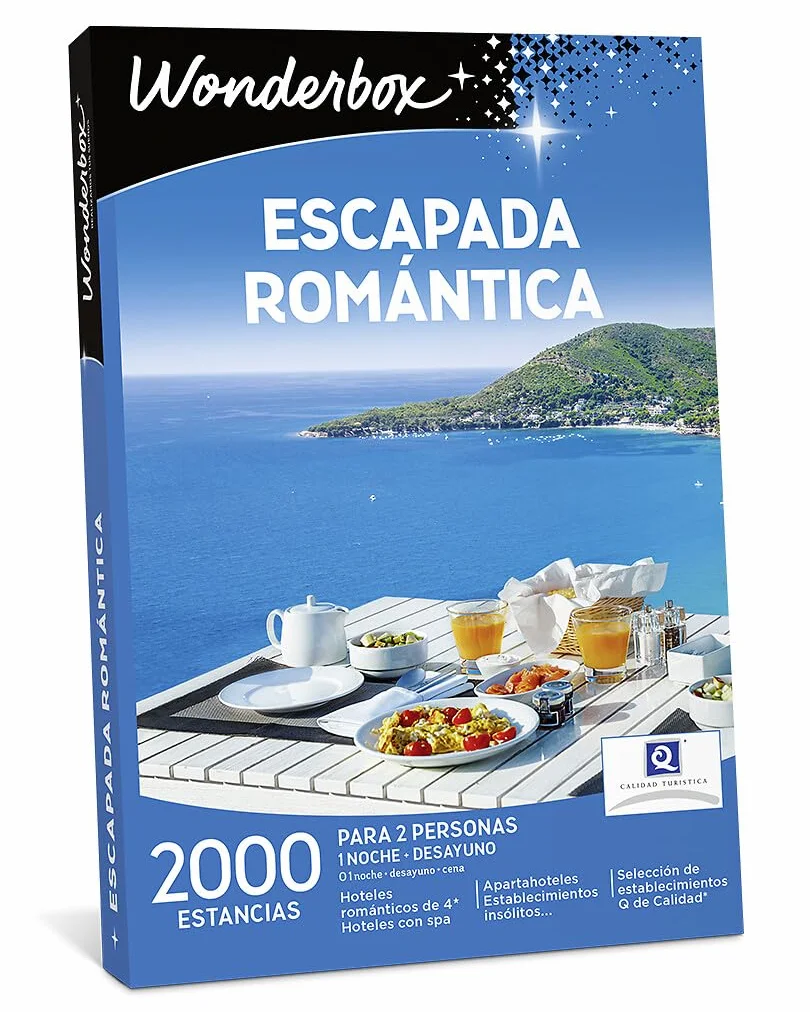 WONDERBOX - Caja Regalo - Escapada Romántica - para 2 Personas | 1 noche con desayuno con o sin cena - Más de 2000 estancias - Hoteles de 4*, hoteles boutique, con spa, casas rurales
