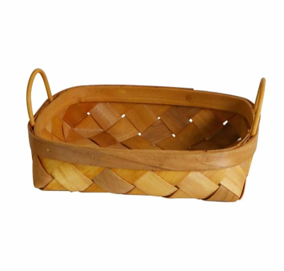 zaizai Cesta de Picnic, Cesta de Almacenamiento Cuadrada de ratán Tejida a Mano, Cesta de Frutas para Pan, Aperitivos, pastelería, Caja de clasificación de escombros-L