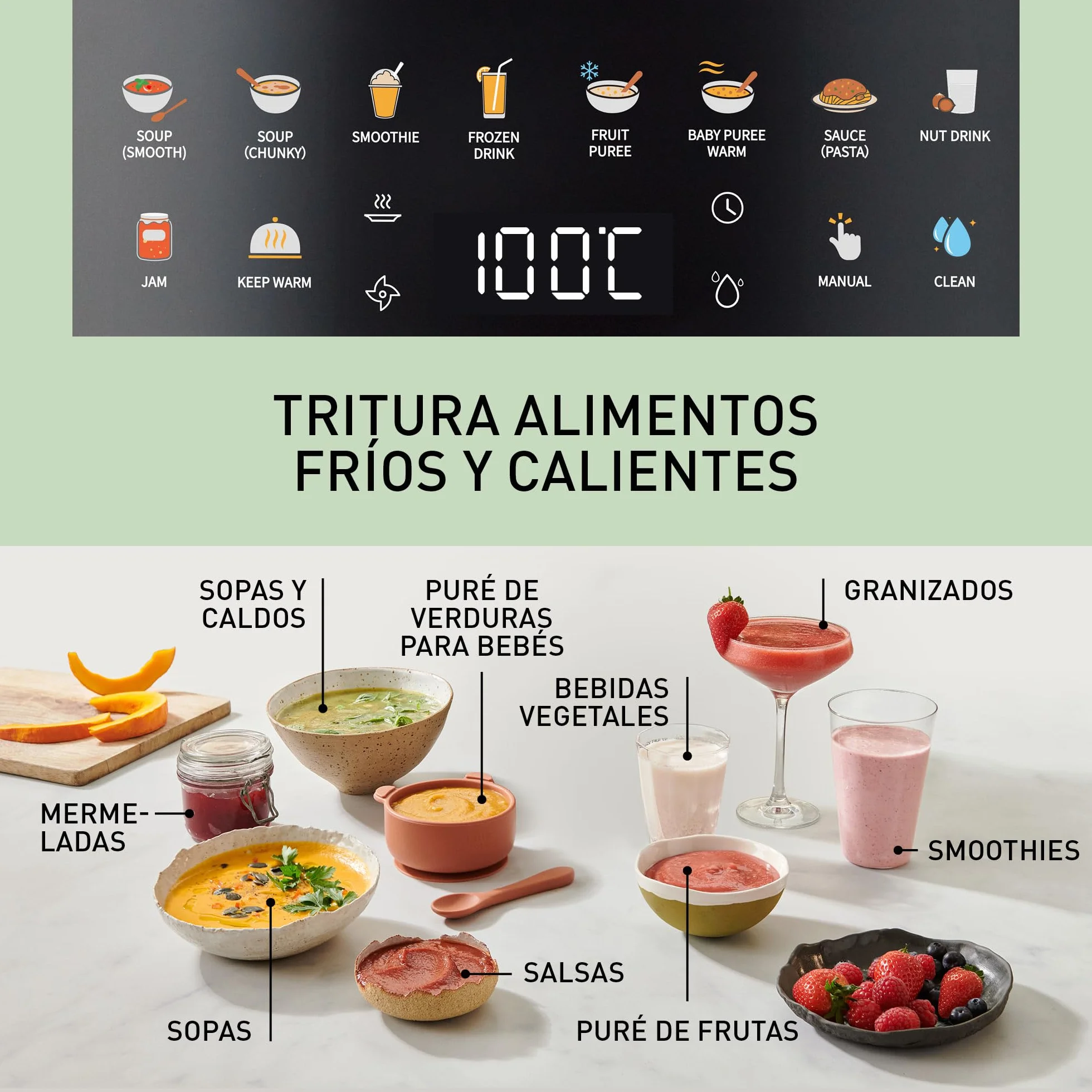 Panasonic MX-HG4401KXE Licuadora y Maquina para Sopa 1.2L 800W 9 Modos Automaticos 10 Velocidades Negro
