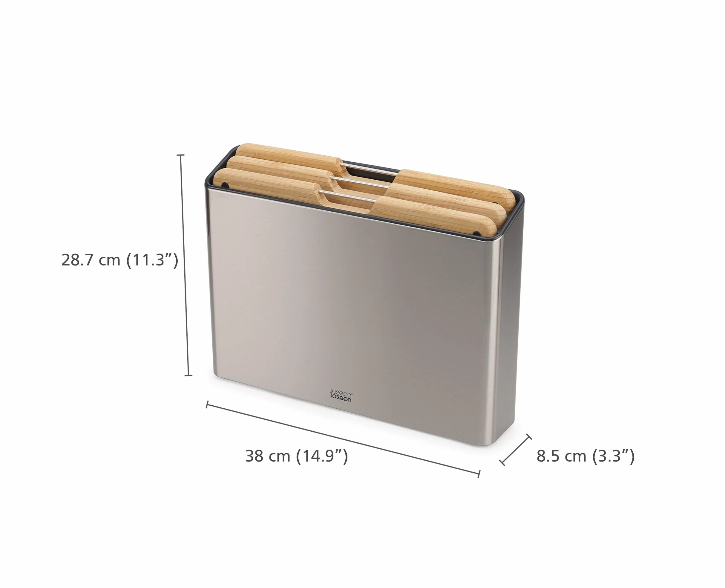 Joseph Joseph Folio Tablas de Picar Antideslizantes Bambú 3 Piezas Estuche Acero Inoxidable Grande