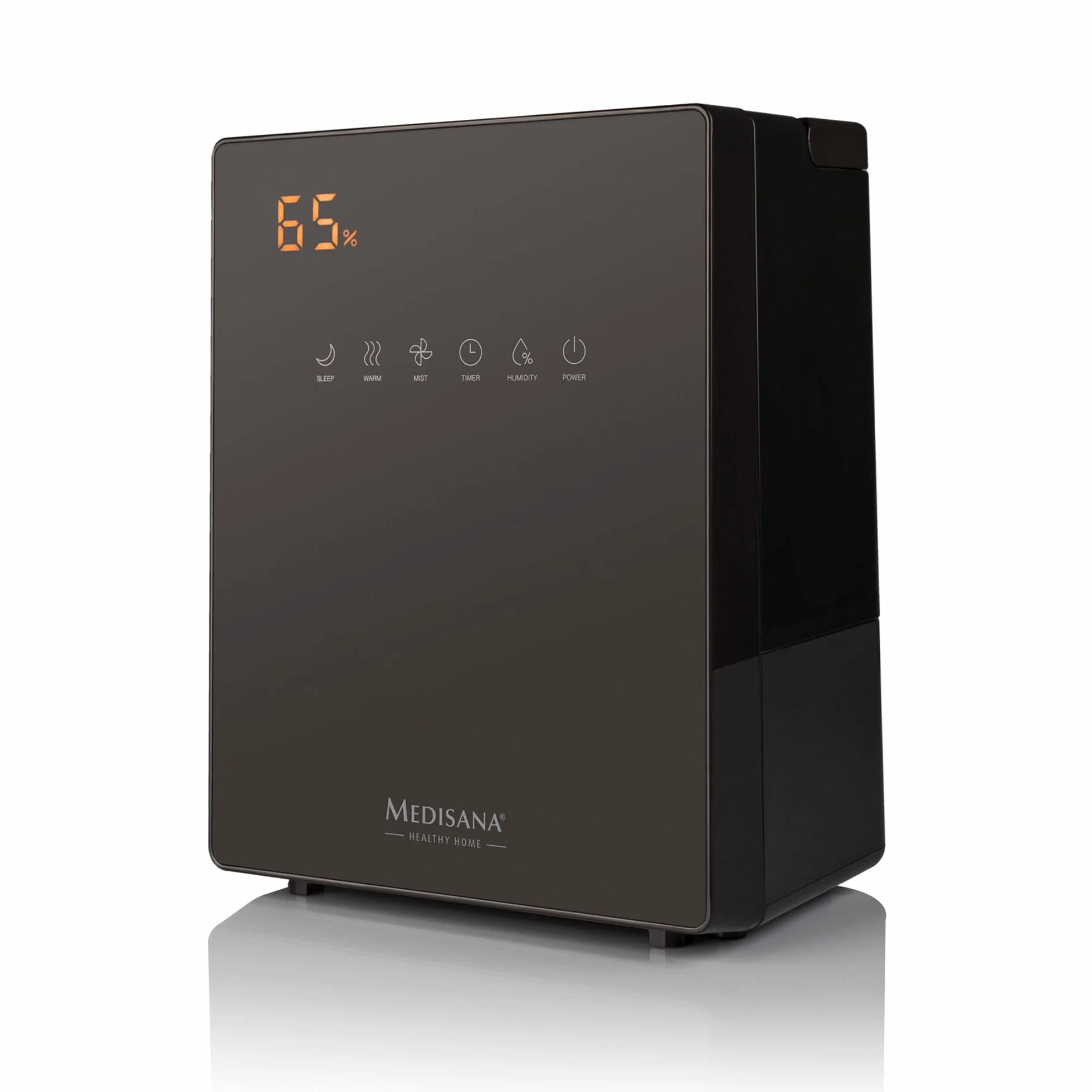 medisana AH 675 Humidificador con higrómetro, Función de temporizador, Función de precalentamiento, 3 intensidades de nebulización, El salón y el dormitorio de los niños, Capacidad de 5,2 litros