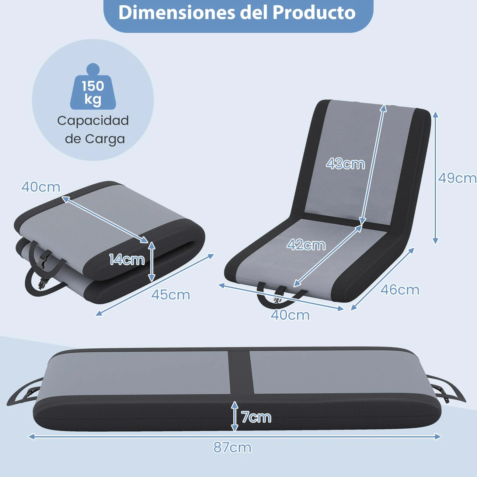 GOPLUS Silla de Suelo Plegable, Asiento de Estadio Portátil con 6 Posiciones de Reclinado, Asa Portátil, Cómodo Cojín, Silla Reclinable con Respaldo, para Eventos Deportivos, Camping
