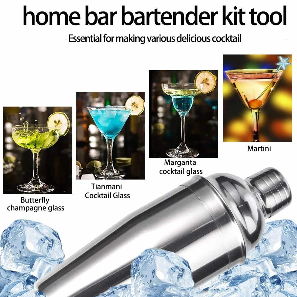 Juego de Barman de Acero Inoxidable de 12 Piezas con Soporte, Juego de coctelera de Barra para Mezclar Bebidas, la Mejor Herramienta para Hacer cócteles para Principiantes