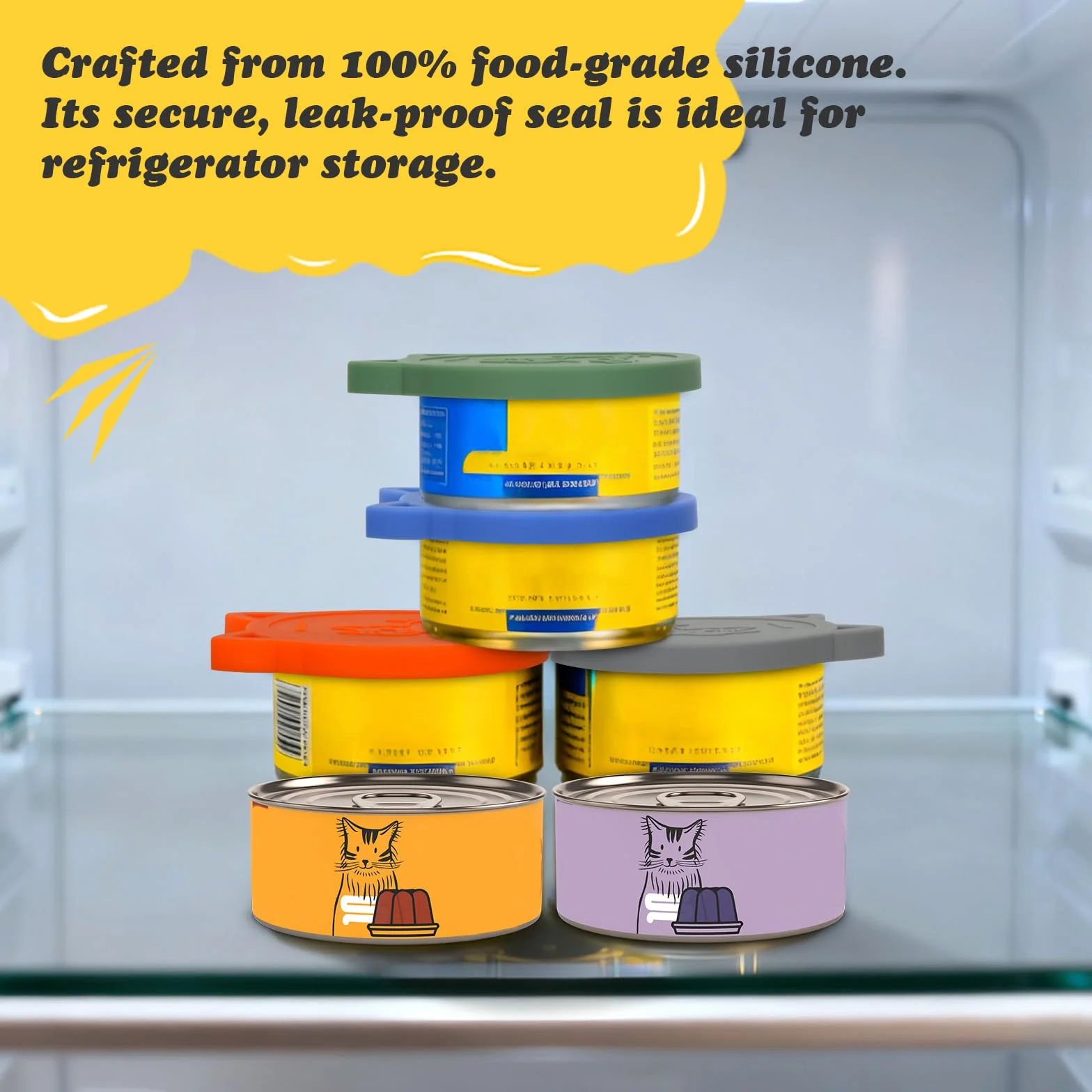 Paquete de 4 tapas de silicona para latas de comida para mascotas, sin BPA, se adapta a la mayoría de latas de comida de tamaño estándar