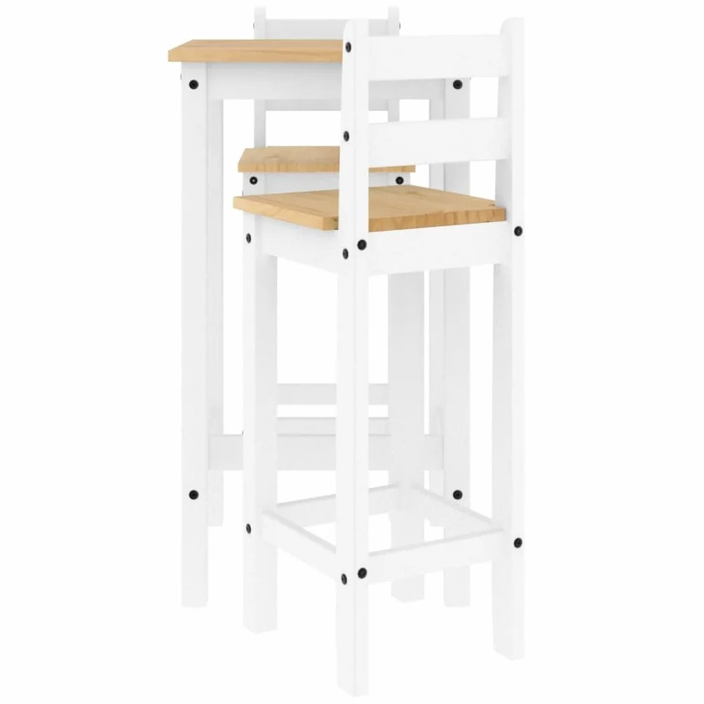 vidaXL Set de Bar 3 Piezas Madera Maciza de Pino Blanco, Mesa y Taburetes Altos