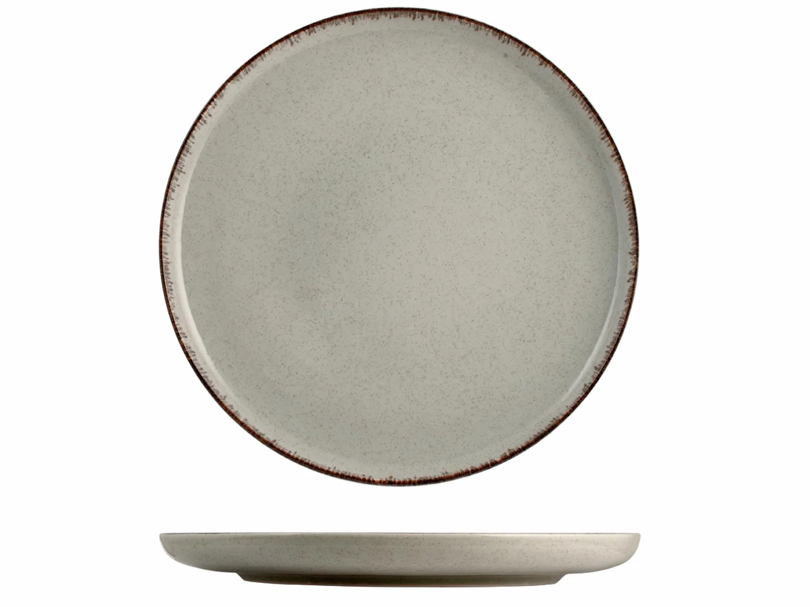 H&H Set de 6 Platos Llanos Pearl de Porcelana Gris 27 cm – Diseño Moderno y Sofisticado – Perfectos para Uso Diario y Eventos – Apto para Microondas y Lavavajillas