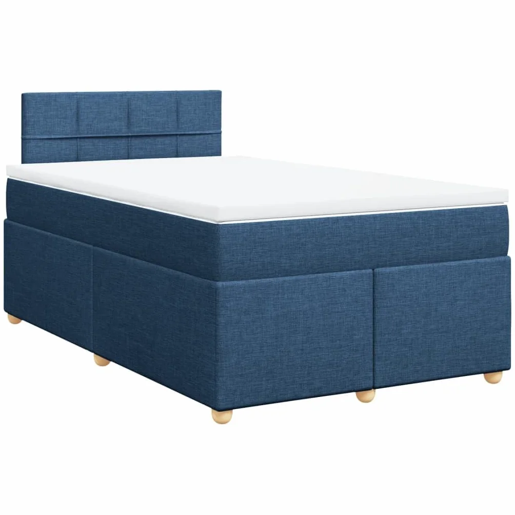 Owox Cama con somier de 120 x 200 cm, color azul, con colchón de muelles ensacados LED y cojín extraíble para jóvenes, invitados y dormitorios