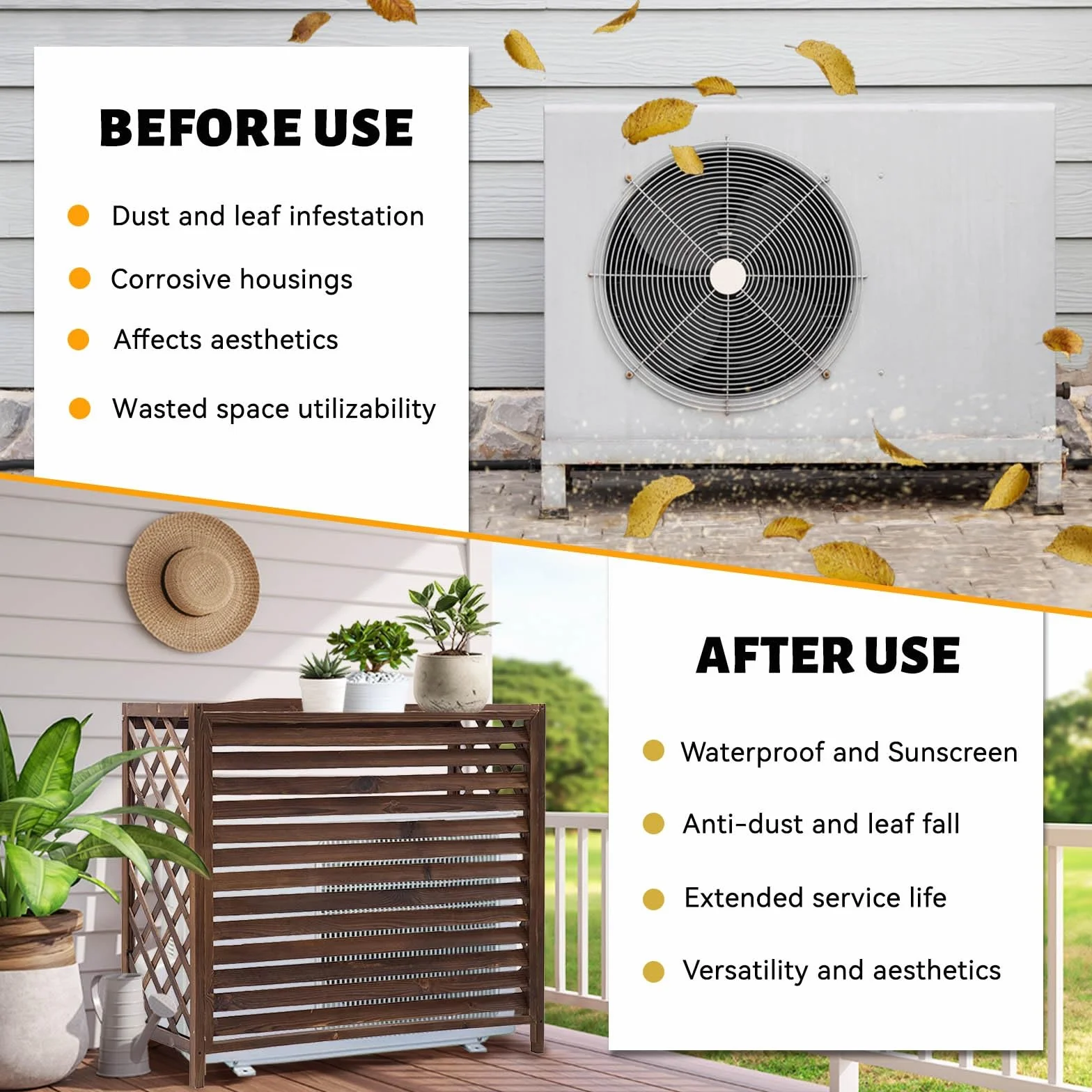 Cubre Aire Acondicionado Exterior Funda Para Aire Acondicionado Balcon Protector Aire Acondicionado Exterior Proteger Del Sol Y La Lluvia Cubierta Aire Acondicionado Exterior Soporte Plantas(100x44x93