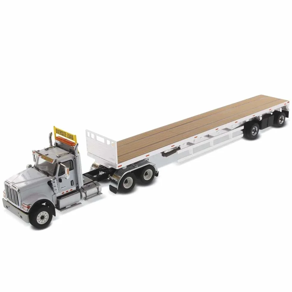 Diecast Masters International HX520 Tandem Tractor with 53' Flatbed Trailer (Grey)