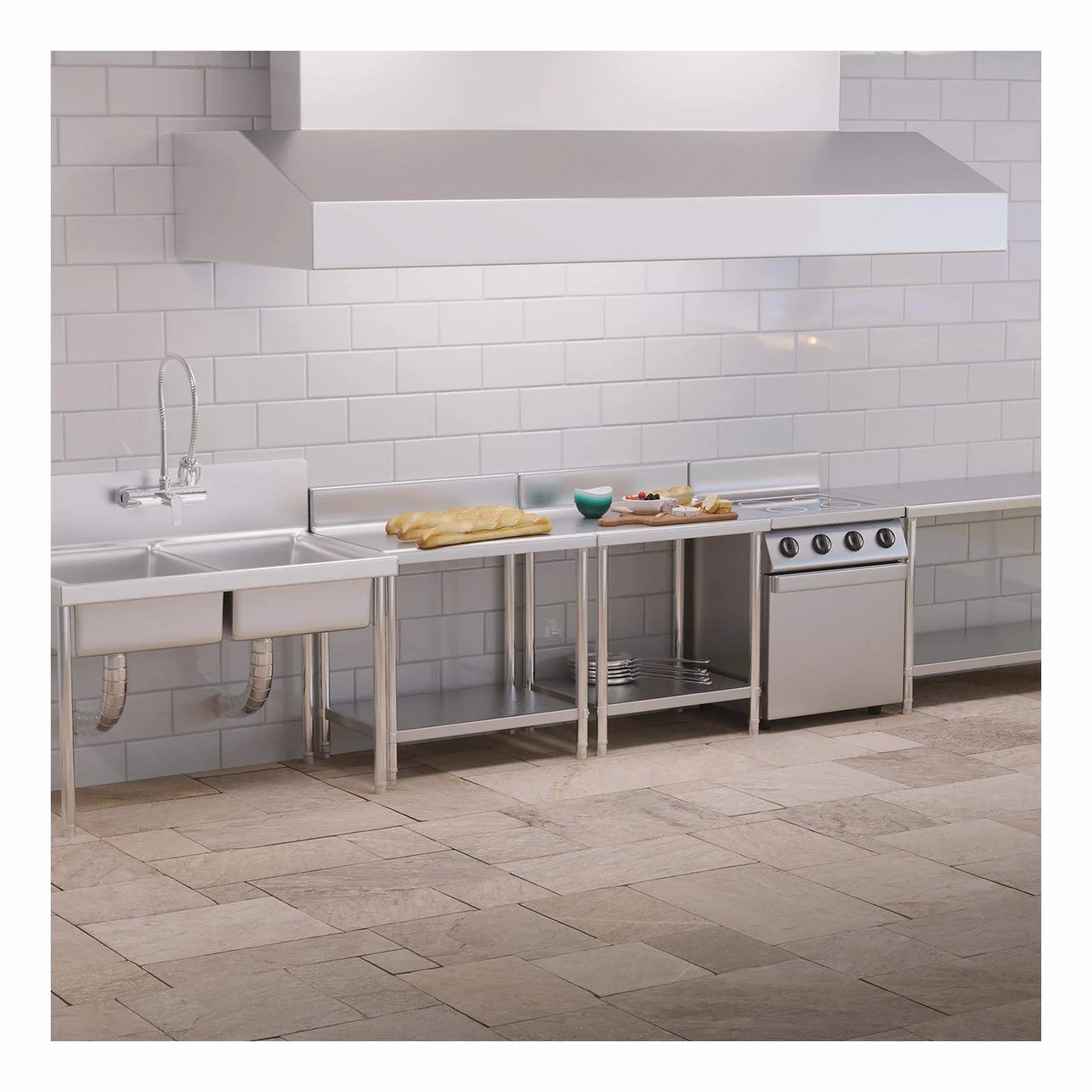 Royal Catering Mesa de Acero Inoxidable 60x60 cm RCAT-60/60-N Capacidad 250 kg