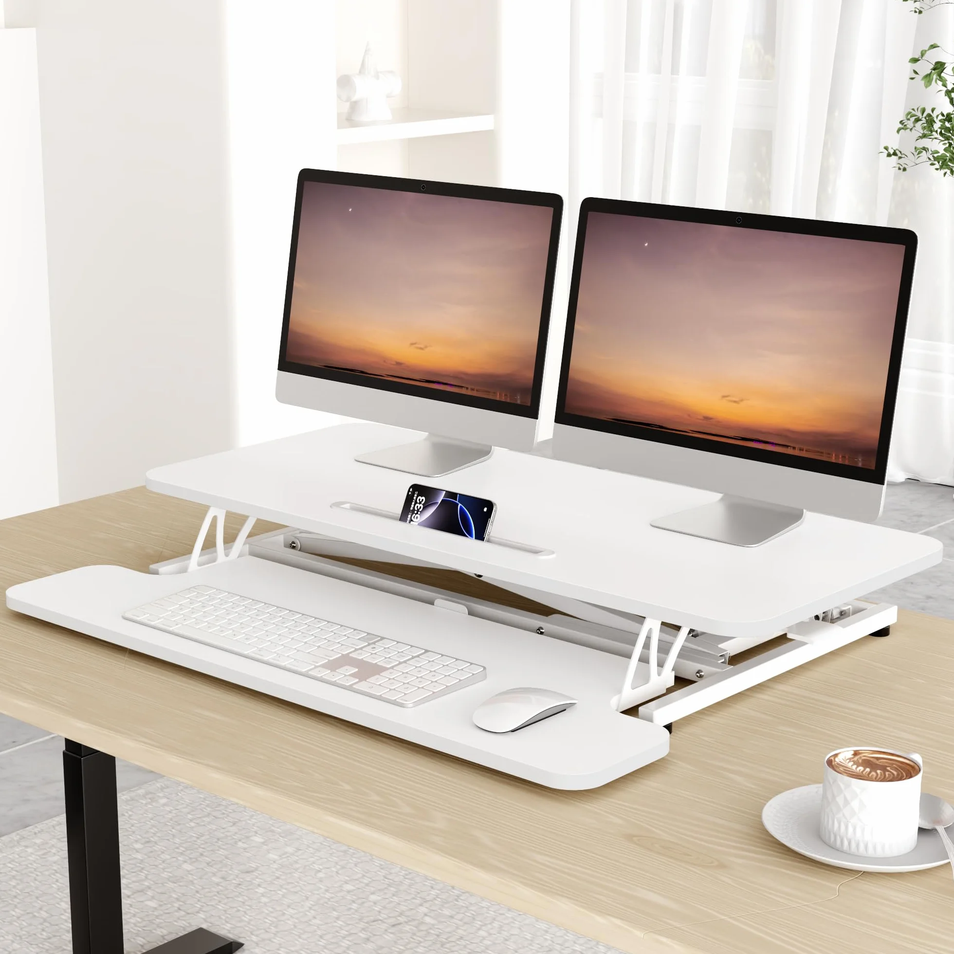 ERGOMAKER Convertidor de Escritorio de pie, Convertidor de Escritorio de Pie de 91 x 40cm Altura Ajustable