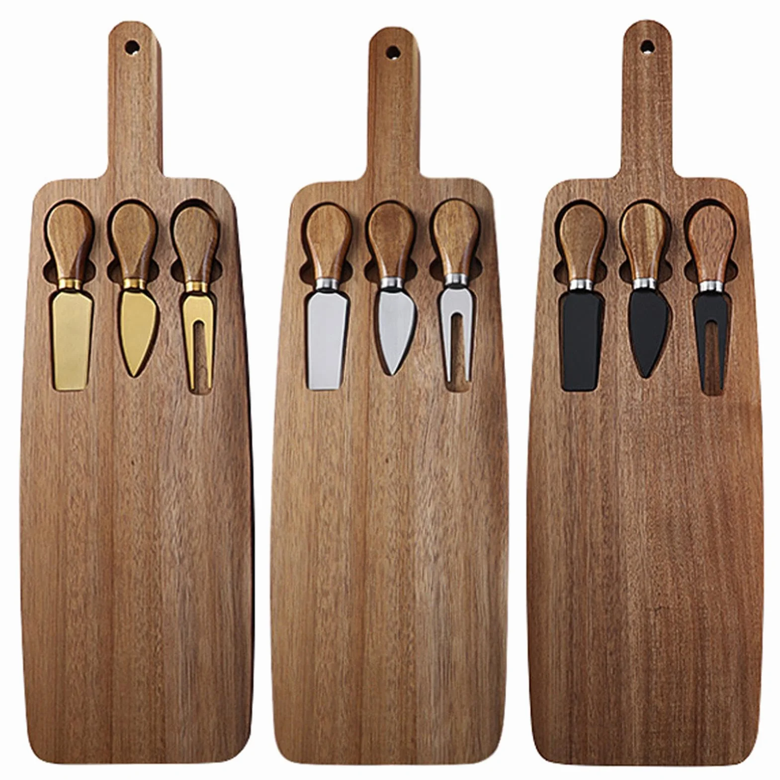 Juego de tablas de queso de madera con asas para cortar cocina y embutidos