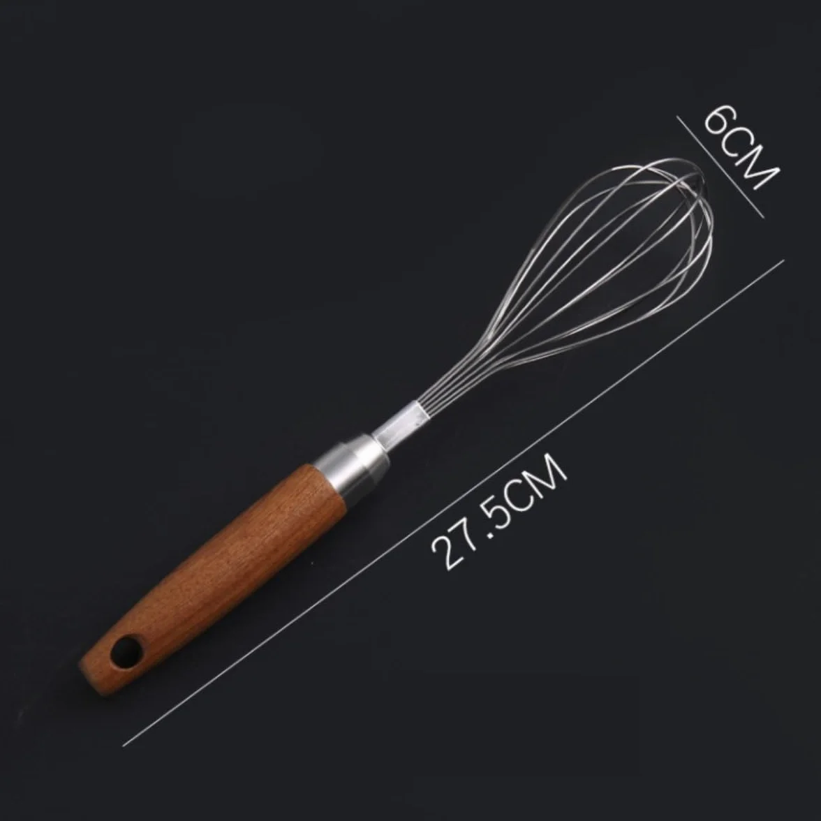 Batidor Huevos Batidor Manual For El Hogar con Mango De Madera Acero Inoxidable, Huevos, Harina, Crema, Herramientas For Hornear Utensilios Cocina(27.5x6cm)