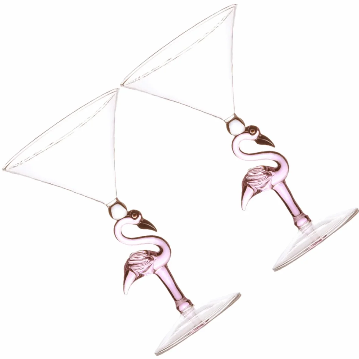 DOITOOL Copas de Cóctel de Vidrio Alimenticio 200 Ml, Diseño Flamenco Rosa, 2 Piezas Resistentes al Desgaste, Ideales para Fiestas, Bares y Uso Doméstico