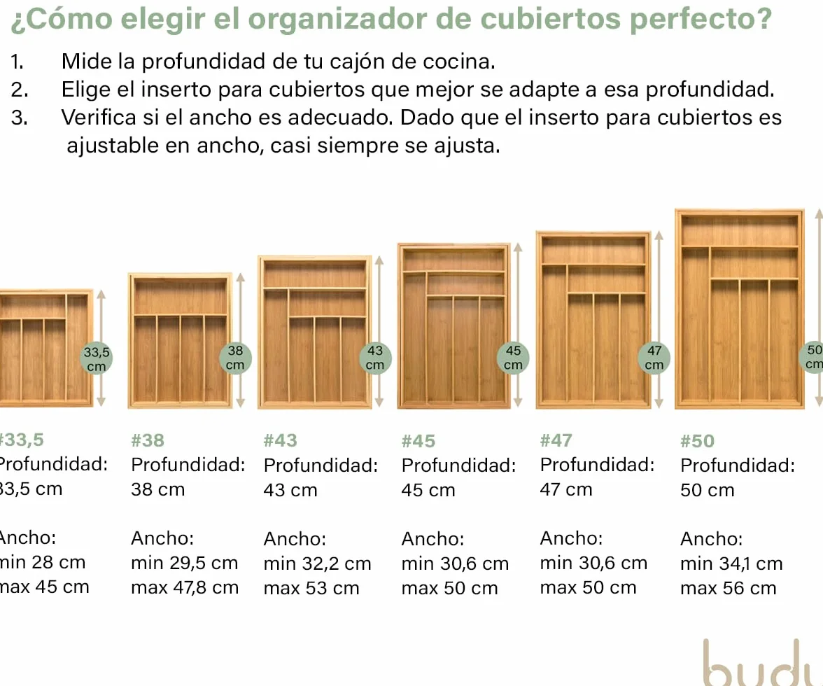 Bandeja para Cubiertos Extensible de Bambú 47 cm, Organizador de Cubiertos Ajustable para Cajón