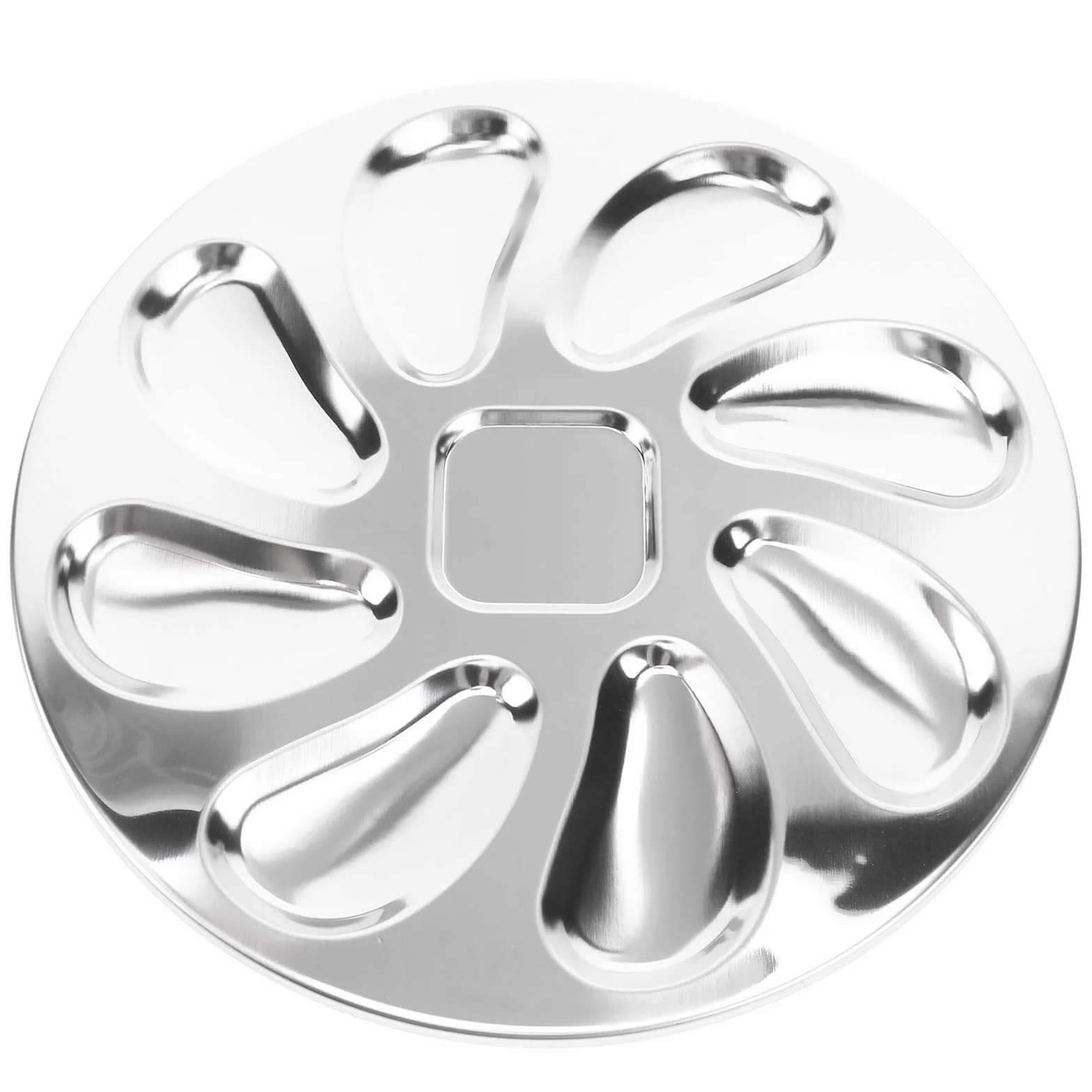 Lurrose Plato para Ostras de Acero Inoxidable 230X230X15 MM Bandeja Plana Ranuras para Mariscos y Aperitivos Utensilio de Cocina para Restaurante y Hogar Adecuado para Servir Ostras y