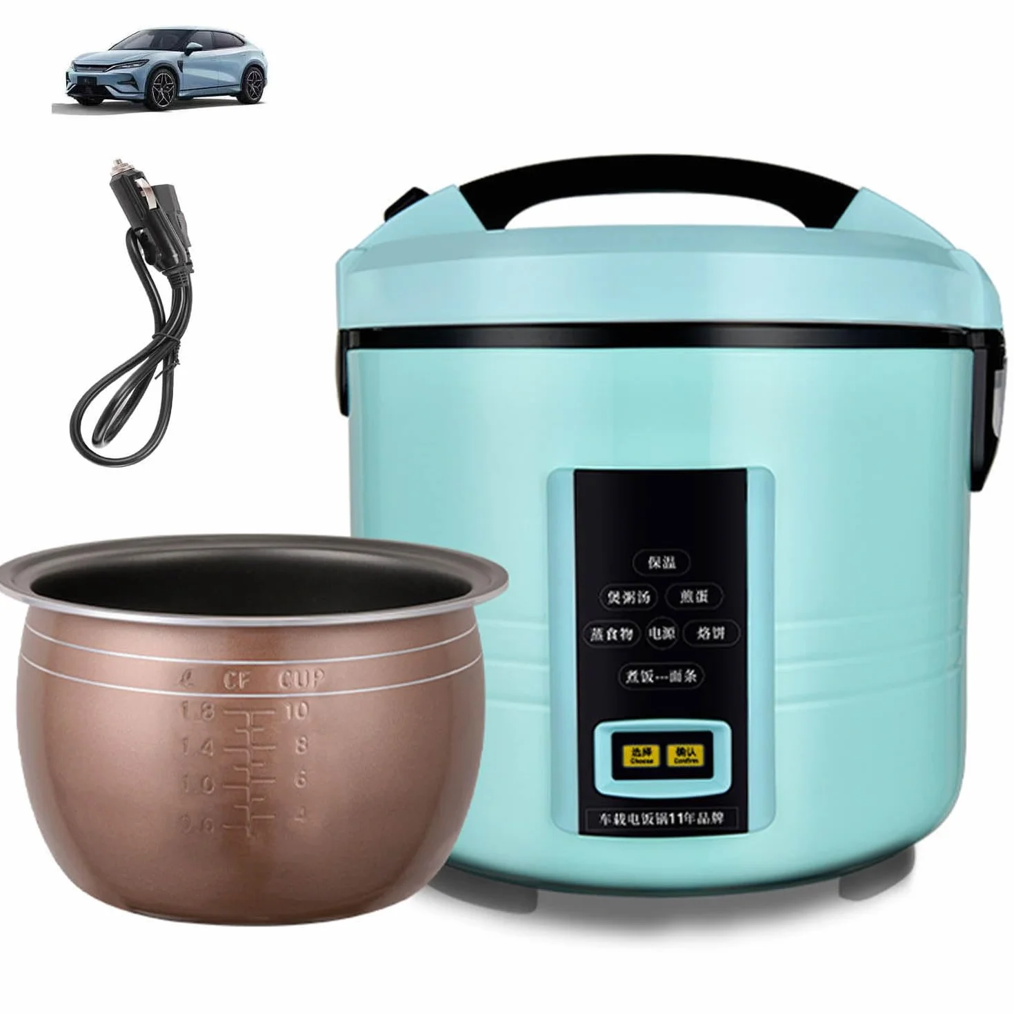 Olla Arrocera para Camion 24v,Portátil Multifuncional Mini Rice Cooker 12 V,para Viajar, Acampar y Hacer picnics,12v/Car,5L