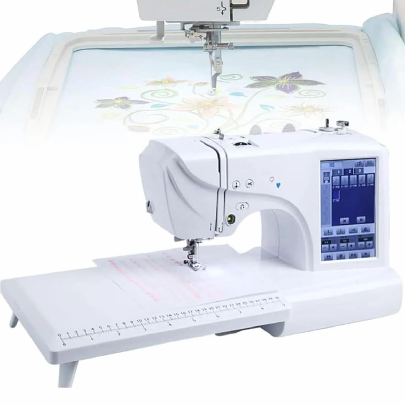 Máquina Costura Y Bordado,Máquina Bordadora Digital Eléctrico,con Un Área Bordado 4 "X 9.2" Y Pantalla Táctil LCD,para Decoración Hogar,Ropa,Manualidades