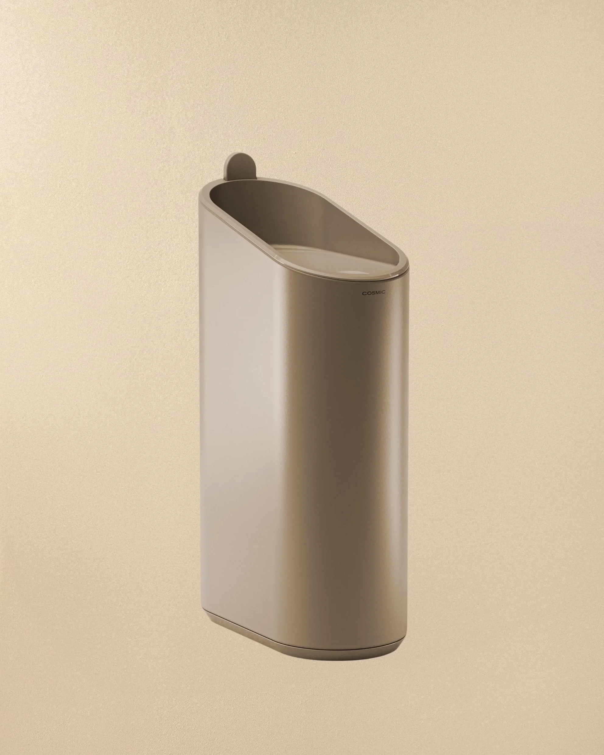 COSMIC Papelera Baño Cocina Compacta 2,5L Apertura Pulsador Diseño Ovalado Sand
