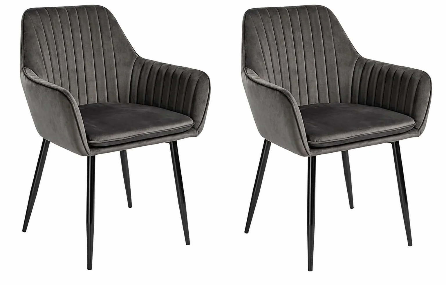 DUPI Sillón de Comedor JAVEA, Butaca tapizado en Antelina, Diseño Moderno, 58x58x86 cm (Pack 2 Unidades, Gris)