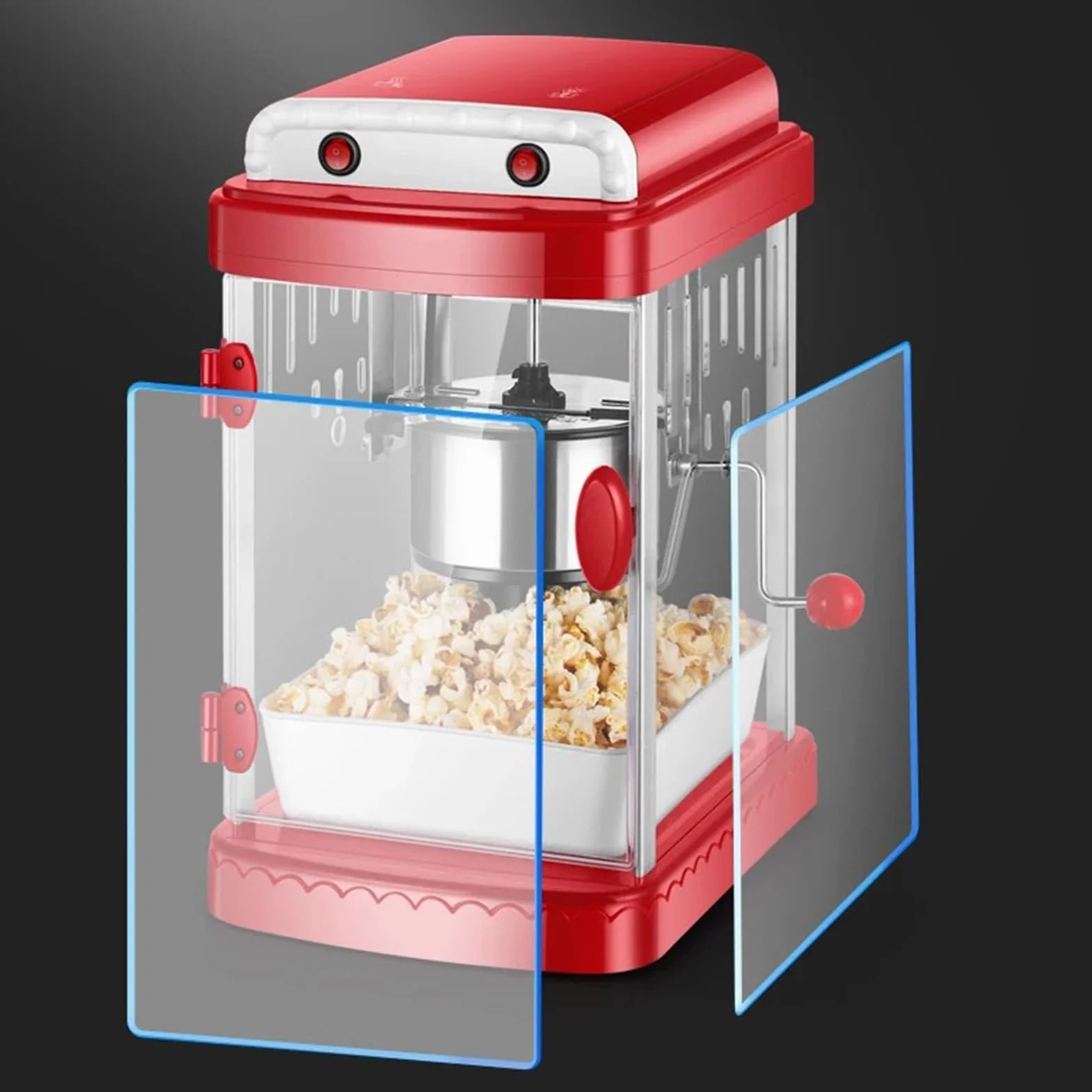 Máquina de Palomitas Máquina de palomitas doméstica comercial, palomitas de maíz con aceite de aire caliente, máquina automática for hacer palomitas de maíz, olla antiadherente con calefacción Palomit