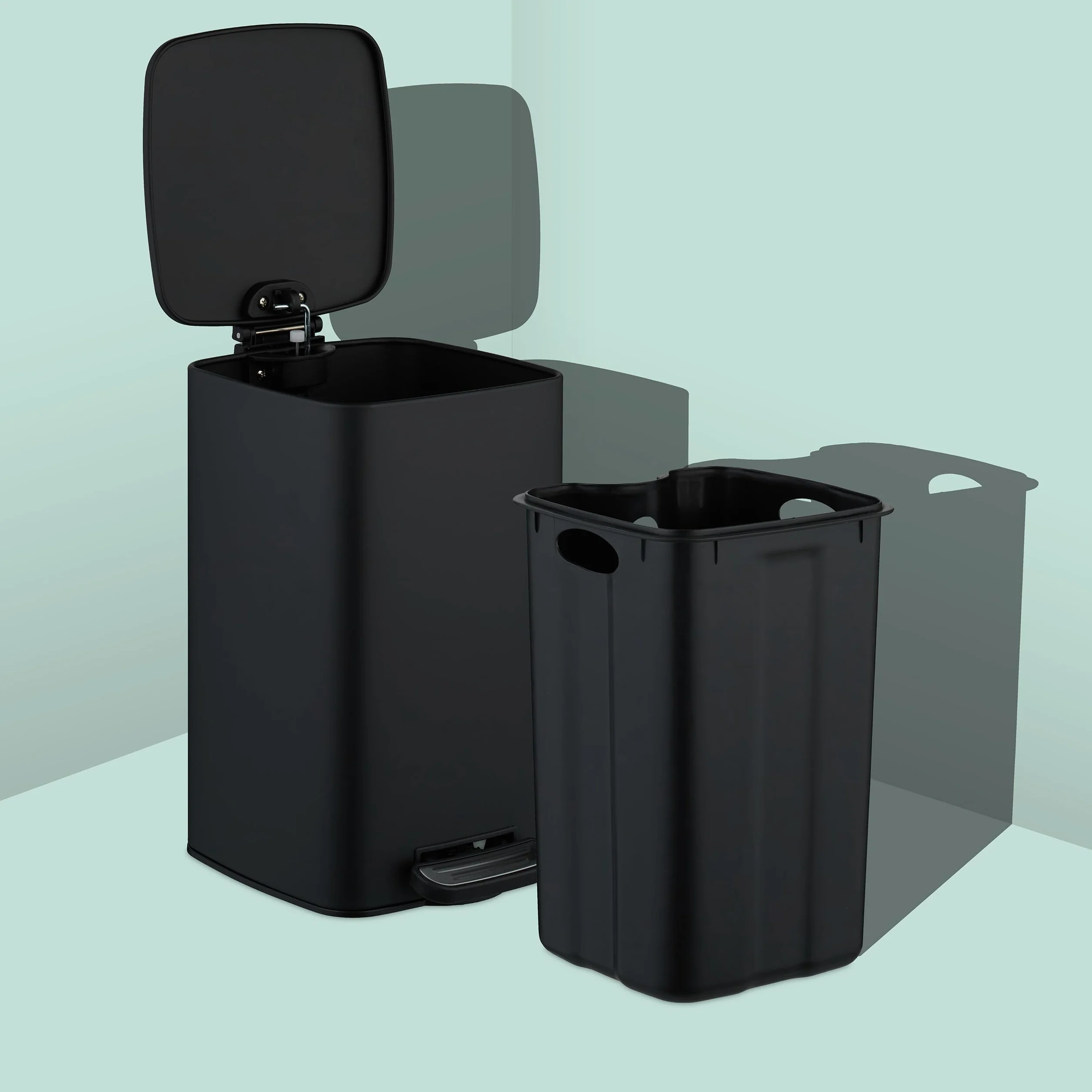Relaxdays Cubo de Basura Baño 8 Litros Cierre Automático Metal Negro