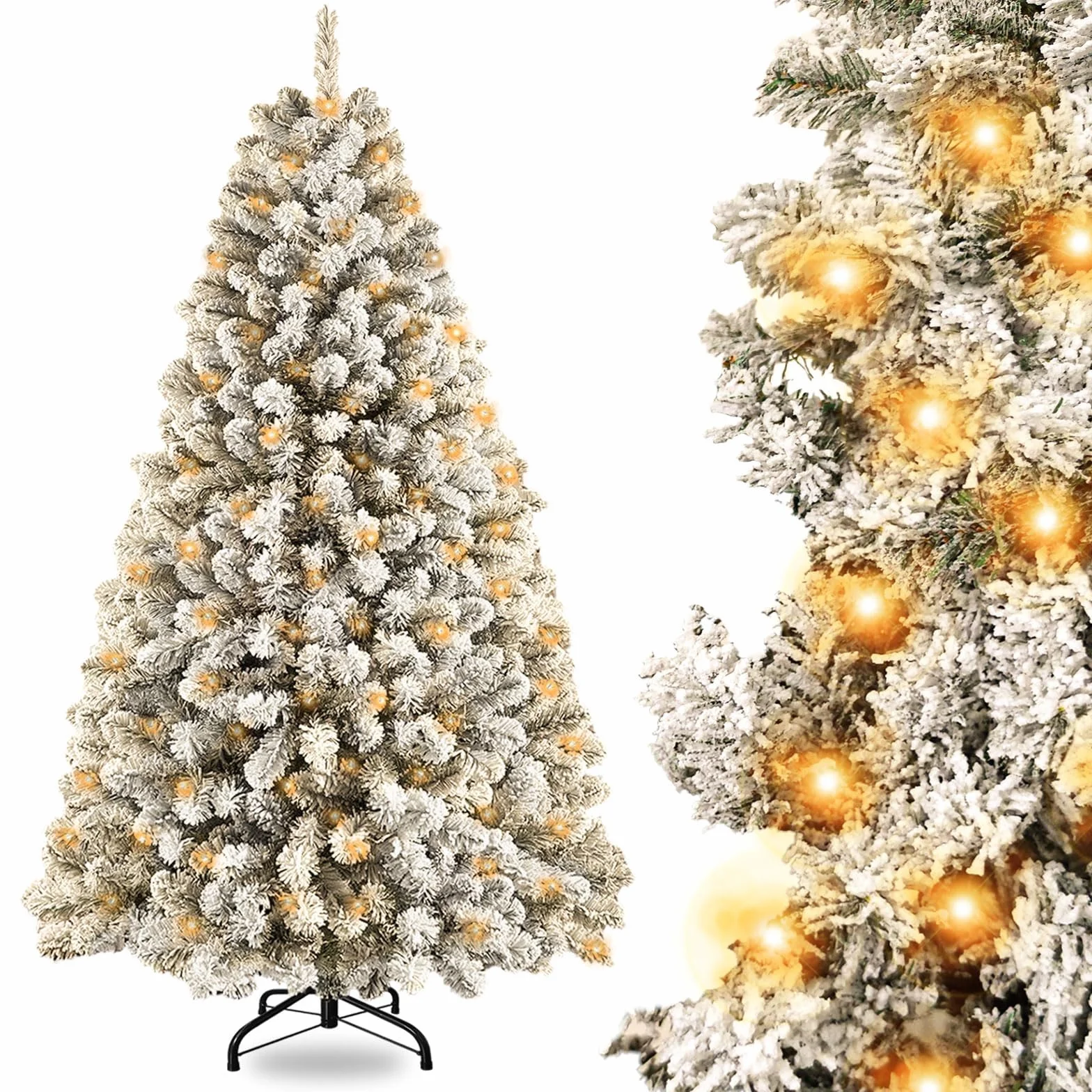 Árbol de Navidad Grande Artificial con iluminación,árbol de Navidad de 180 cm con LED y 900 Puntas,árboles de Navidad Artificiales adecuados para decoración de Navidad y Año Nuevo (DABlanco)