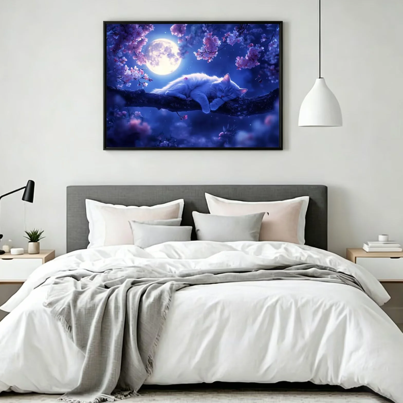 Pintar por Numeros Luna Pinturas Acrilicas gato Pintura por Numeros Adultos DIY Lienzos para Pintar, Pintura Acrilica Manualidades, Decoración para Hogar, Regalos Cumpleaños, 90x120cm Sin Marco, q-970