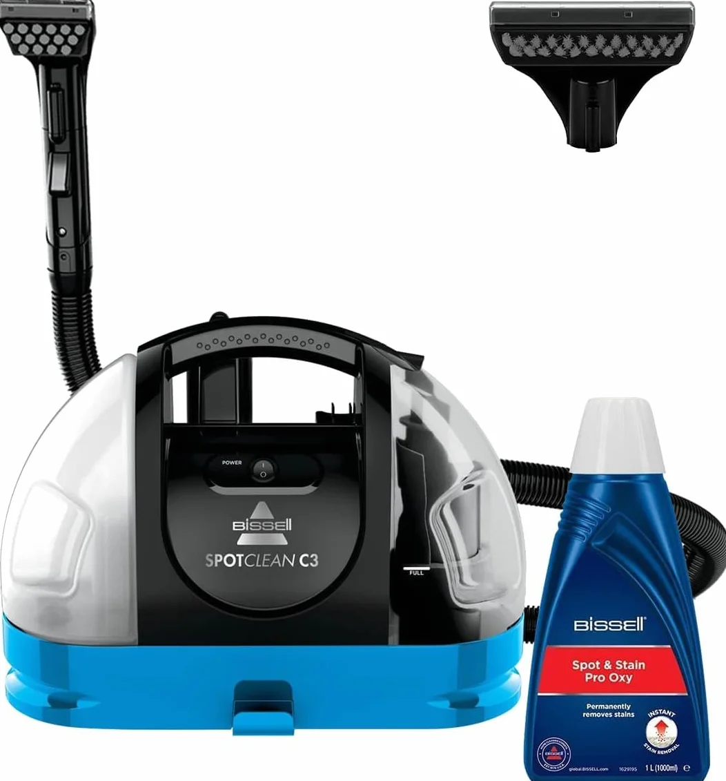 Bissell SpotClean C3, Limpiador Manchas Alfombras y Tapicería, Portátil, Triple Acción, Spray, Cepilla y Aspira, Limpieza Profunda para Alfombras, Escaleras e Interiores de Coche, 3619N