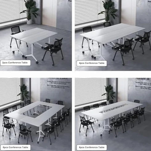 Mesa para Sala de conferencias, Mesa de conferencias abatible, Mesa de reuniones con Ruedas, Escritorio de computadora móvil, Mesa Plegable Grande con Ruedas modestas y bloqueables