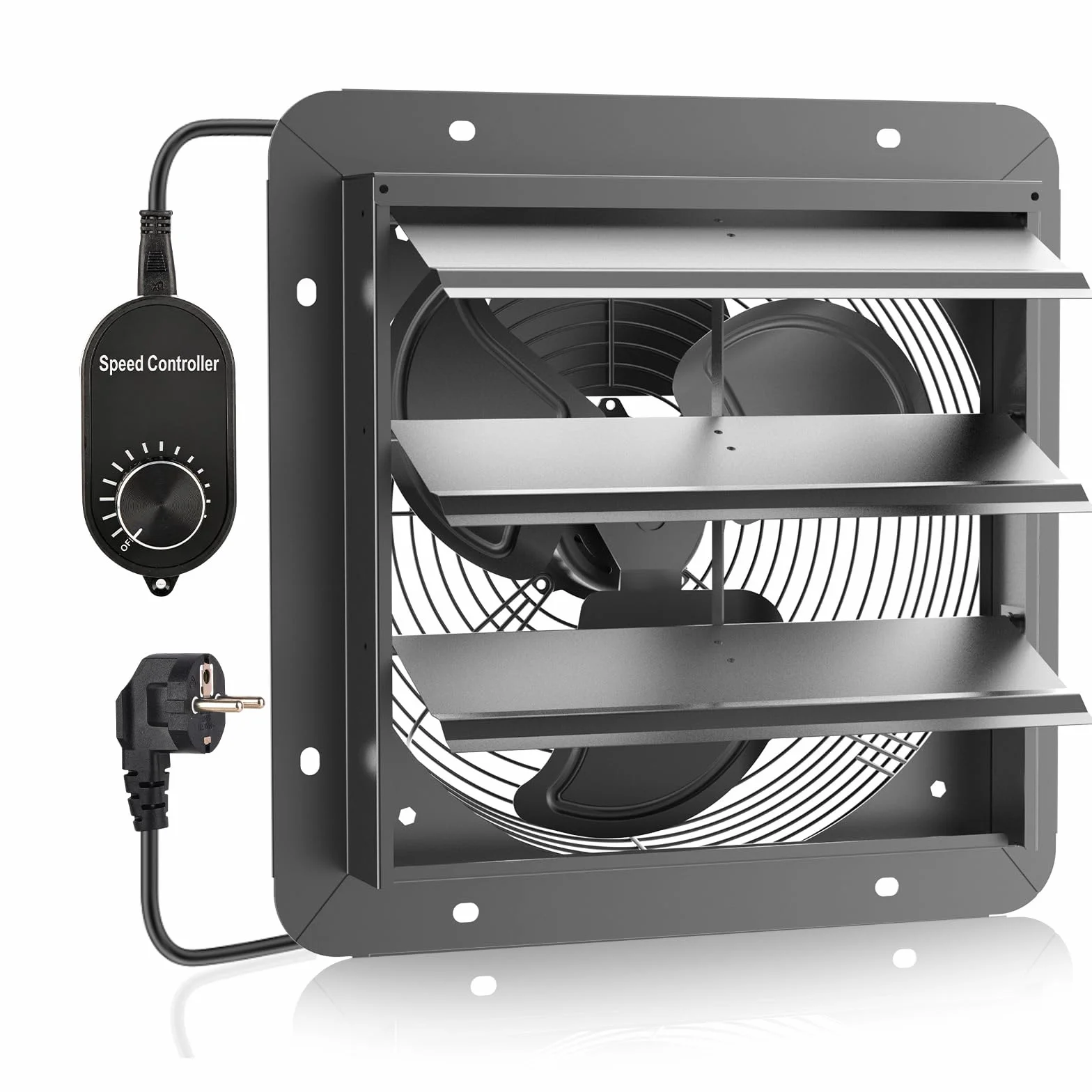 MISTRO Ventilador Extractor de Aire 300mm Ventilador Industrial de Pared con Persiana de Gravedad Automática, Extractor con Regulador de Velocidad Integrado para Garaje, Invernadero y Sótano