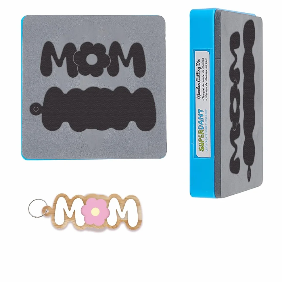 Superdant Matriz de corte para scrapbooking "Mamá y flor", llavero decorativo de madera, matriz de corte para cuero, artesanía, fabricación de cuero