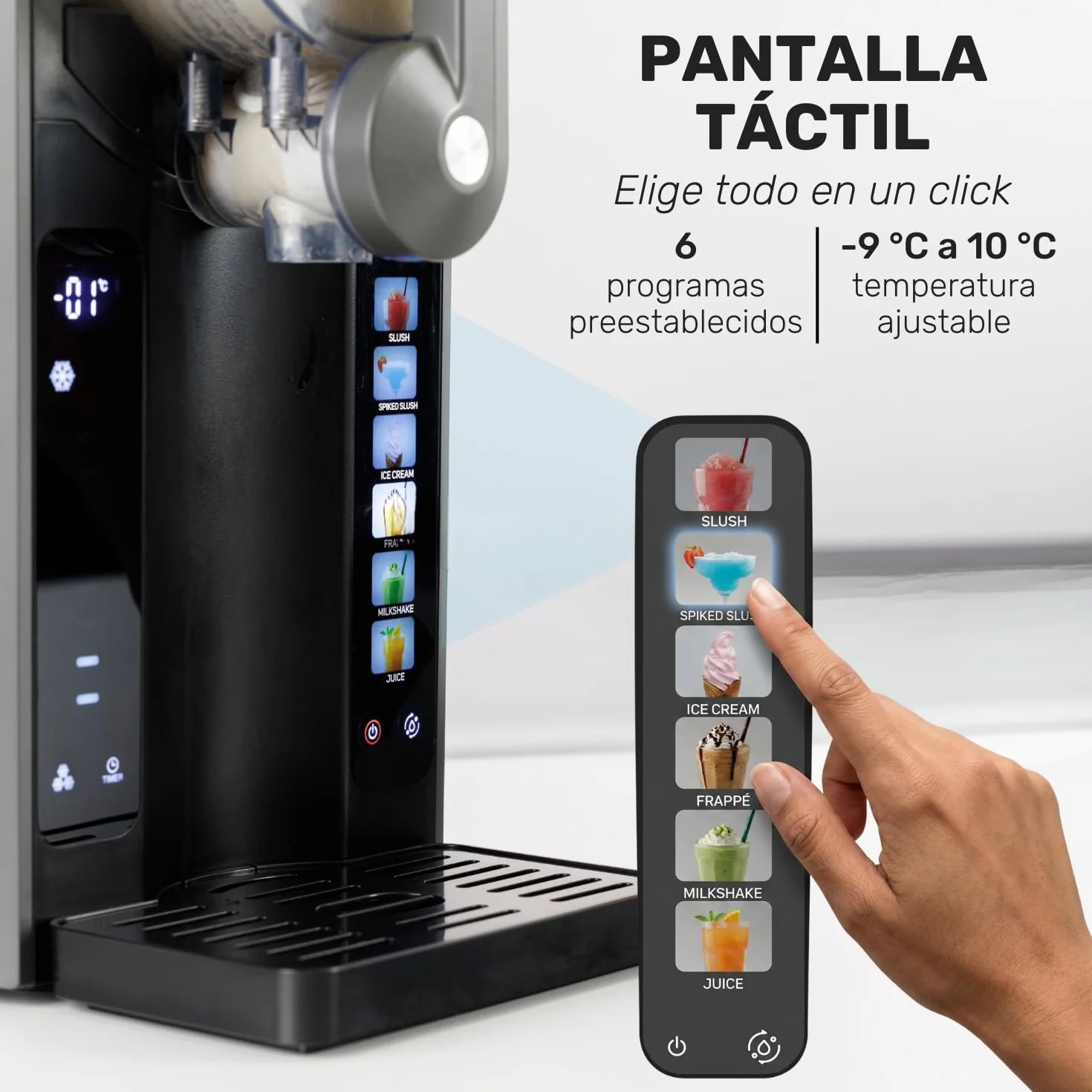 Taurus – Máquina de Granizados Ice Flow 2600 | Capacidad 1,6L | 6 Programas de Bebidas heladas y granizadas | Listas en 15 min | Diseño compacto | Pantalla Táctil | Autolimpieza + Apto Lavavajillas