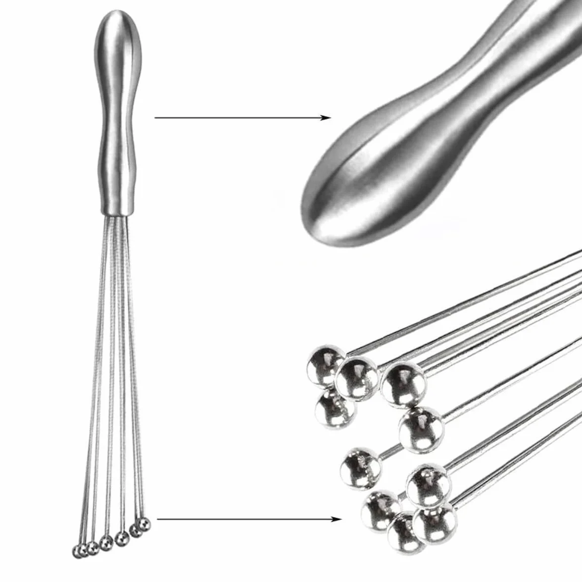 Varillas Cocina Espumador De Leche Batidor De Bolas De Acero Inoxidable, Mezclador Manual, Herramientas De Cocina For Hornear, Salsa, Crema, Huevos Batidora De Leche(12inch)