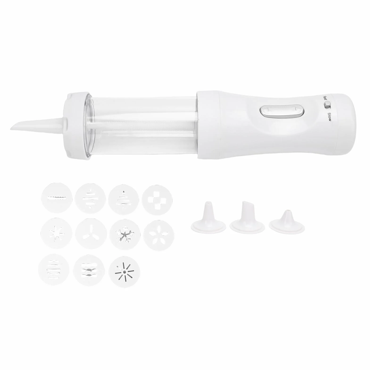 Kit eléctrico de prensa de galletas con 12 discos y 4 puntas para hornear en casa Material ABS resistente para hacer galletas para entusiastas de la repostería y principiantes en