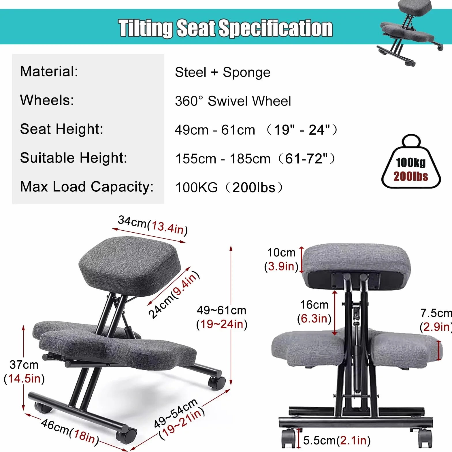 silla ergonomica rodillas Silla taburete ergonómica con ángulo de inclinación ajustable, silla de oficina en cuclillas y rodillas con ruedas, silla con piernas cruzadas para fanáticos de la meditación