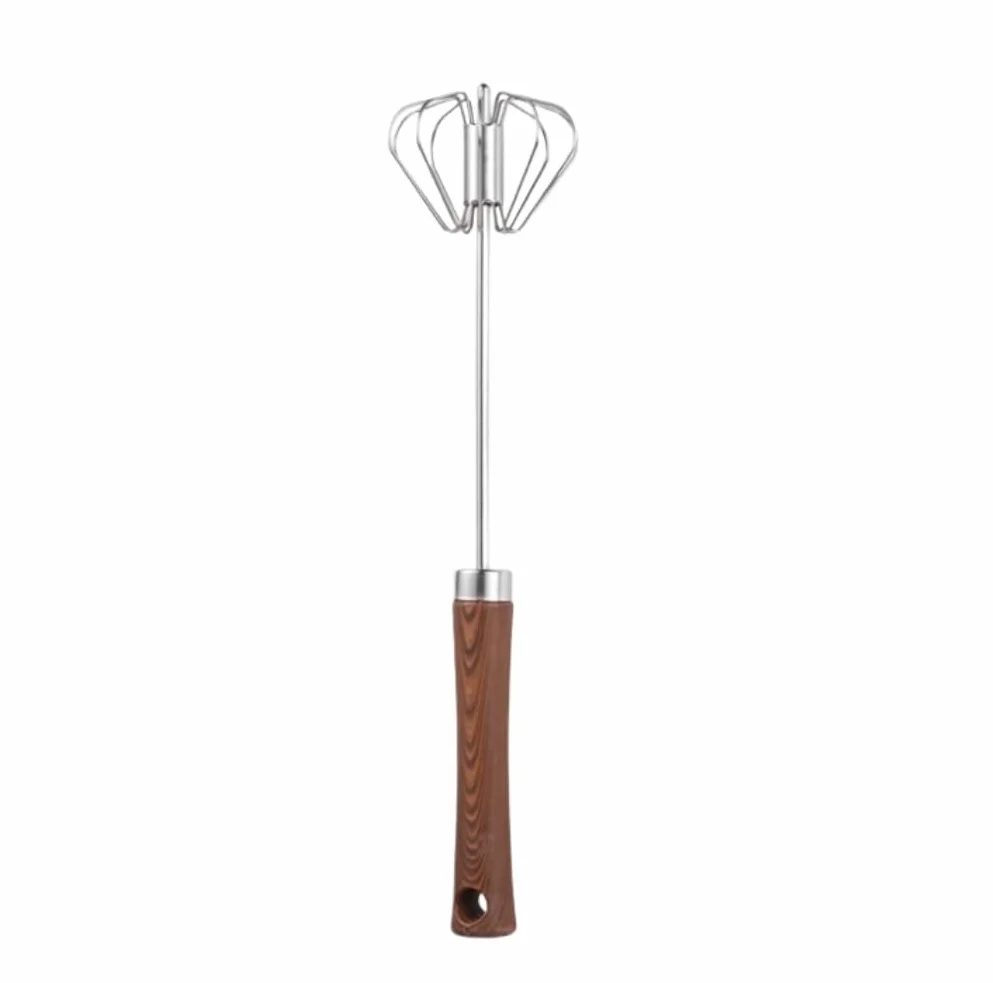Batidora Cocina Galletas Batidora Rotativa Manual, Batidor De Huevos, Burbujeador, Grano Madera, Acero Inoxidable, Semiautomático For Hornear En Casa Hogar Leche(30.5cm)