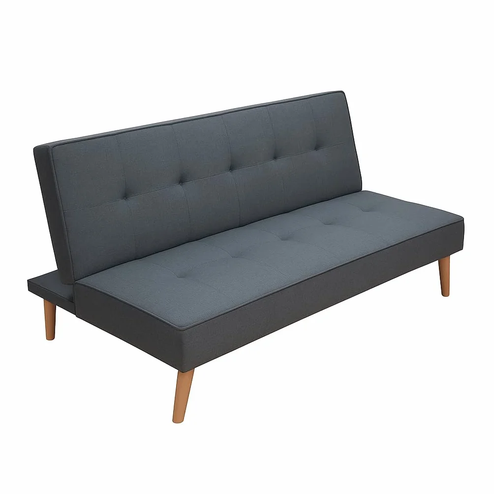 SHIITO | Sofá Cama Norden Moderno, Tapizado Gris, Sistema Clic-Clac, Diseño Escandinavo, Patas de Madera, 188x88x88 cm
