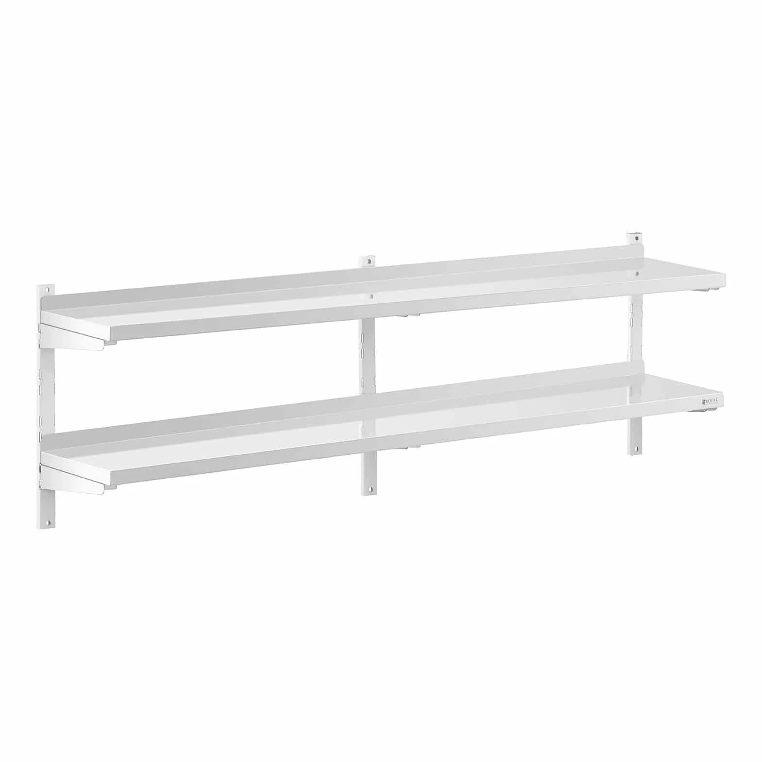 Royal Catering Estante De Pared Metálico Estantería para Cocina RCWR-2000.3 (Montaje a Pared, Capacidad: 40 kg, Acero Inoxidable, 2 baldas, 30 x 200 cm)