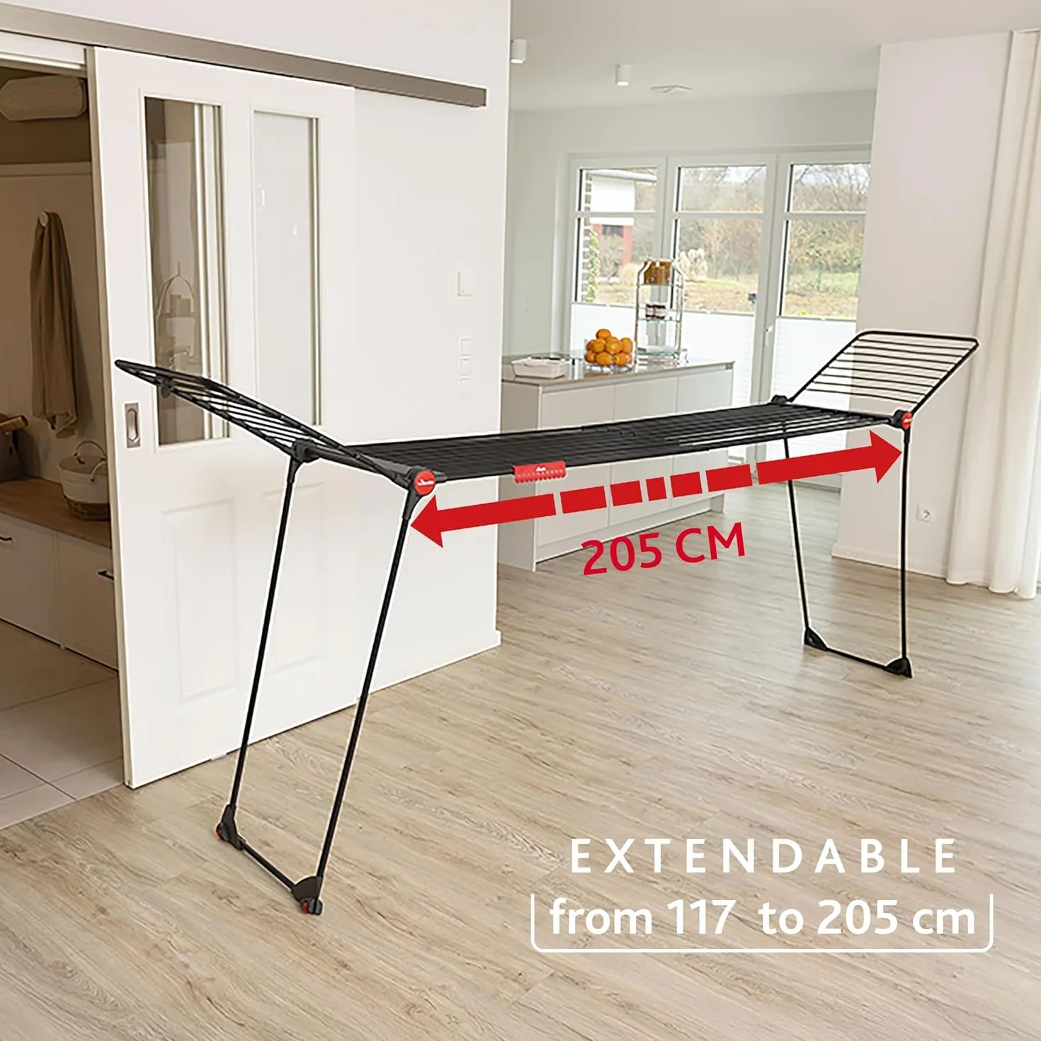 Vileda Tendedero Infinity Flex Ultimate Extensible, Negro Mate, tendido 30 m