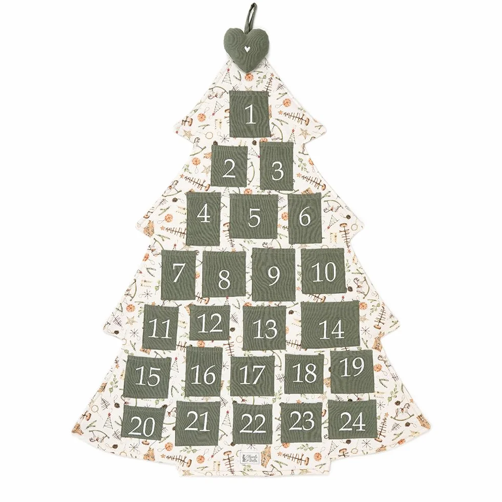 Calendario perpetuo para colgar en el árbol de Navidad, vintage "Ricordi" 35xH84 cm