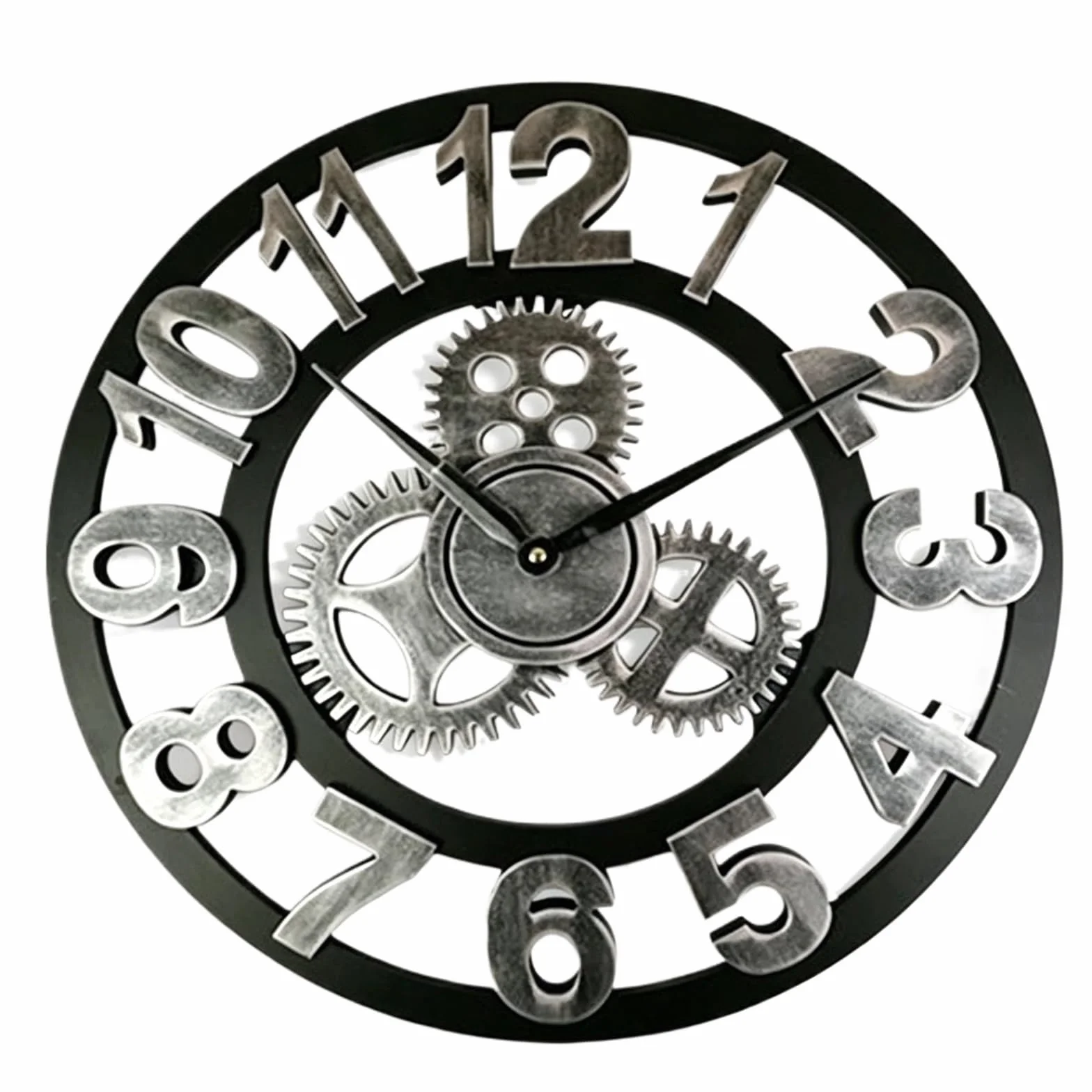 Reloj de pared de estilo industrial de madera, reloj de pared decorativo para sala de estar, oficina, bar, decoración de pared (color 04,30 cm)